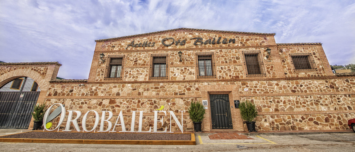 Exterior of the Aceites Oro Bailén mill and visitor center in Jaén.