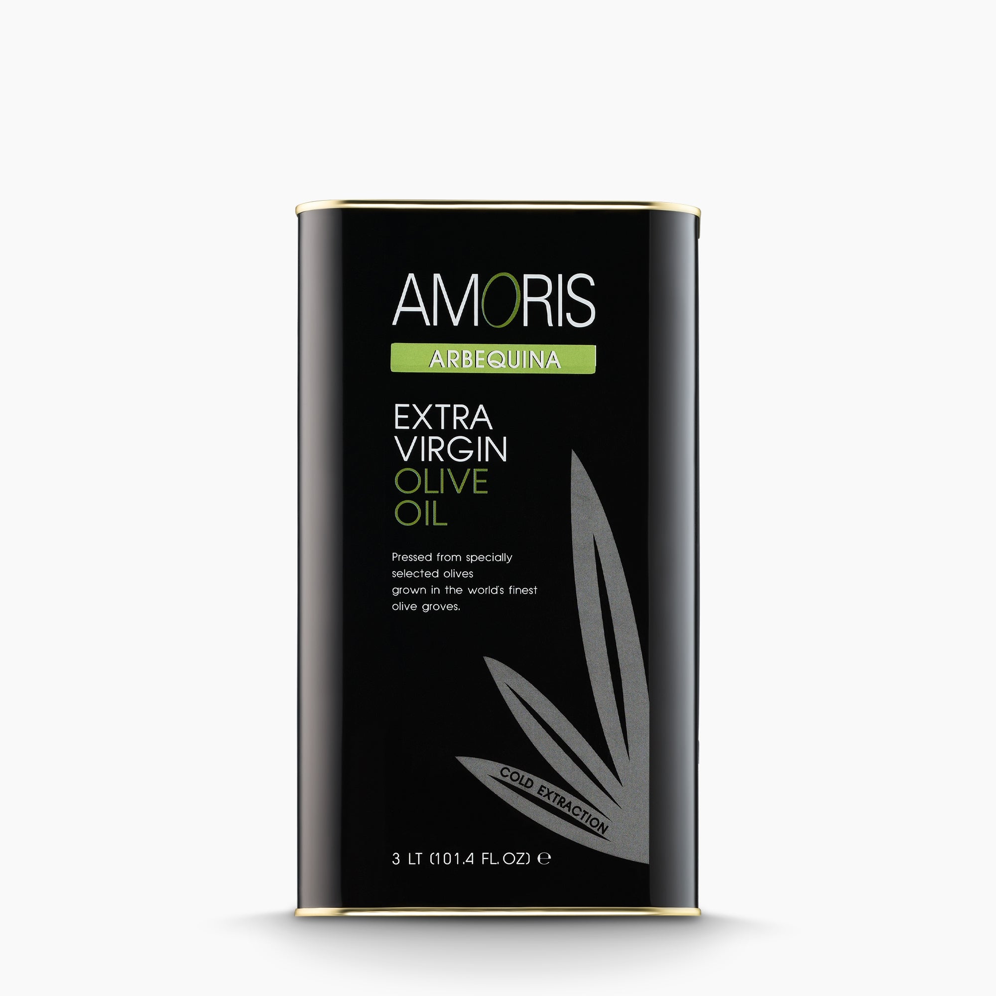 A 3L Tin of Amoris Arbequina extra virgin olive oil from Andalusia, Spain.