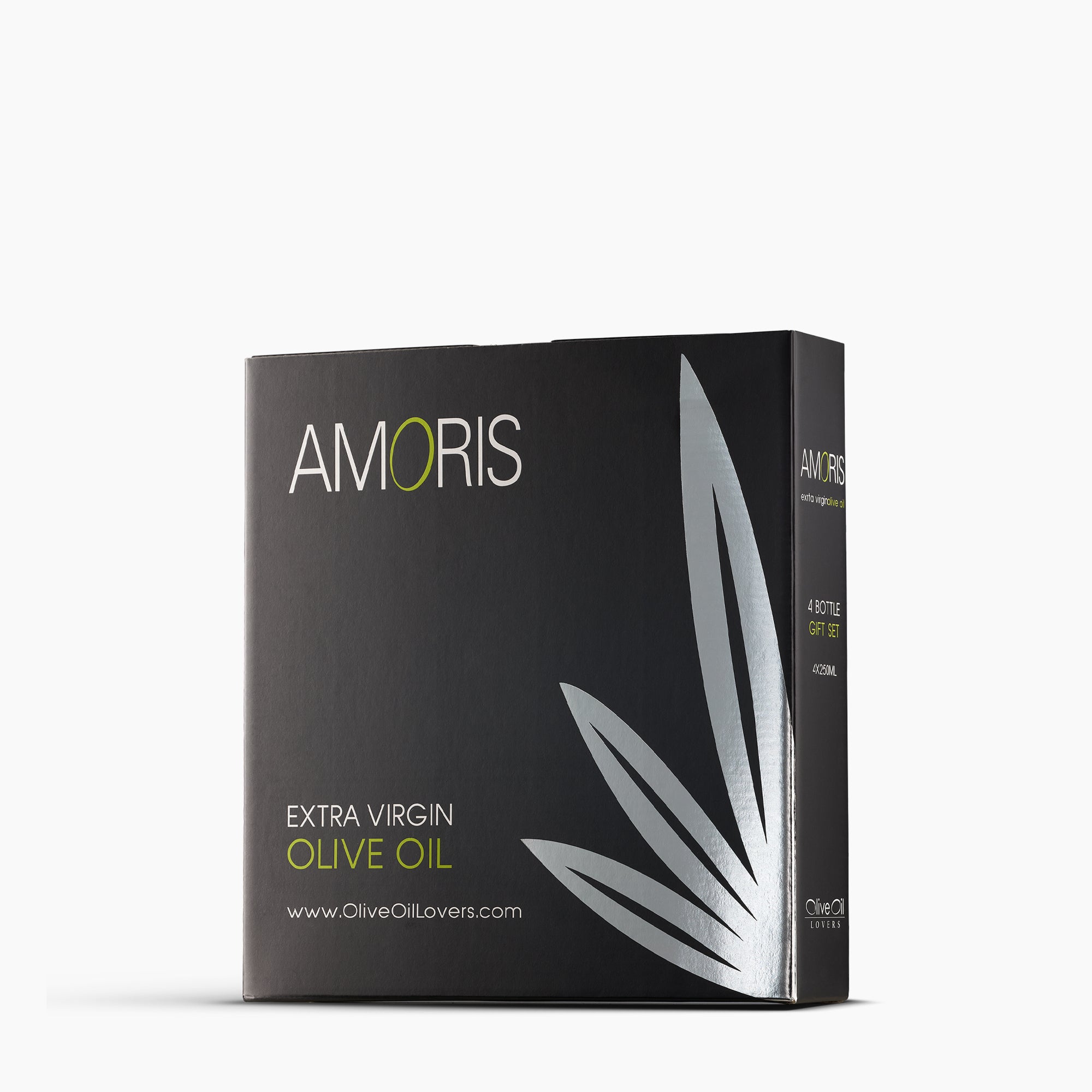 Amoris elegant gift box for four 250ml bottles of extra virgin olive oil.