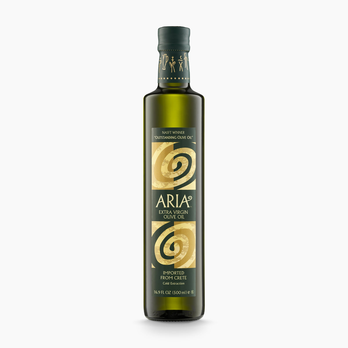 500 ml bottle of Aria Greek extra virgin olive oil from Crete, Greece.