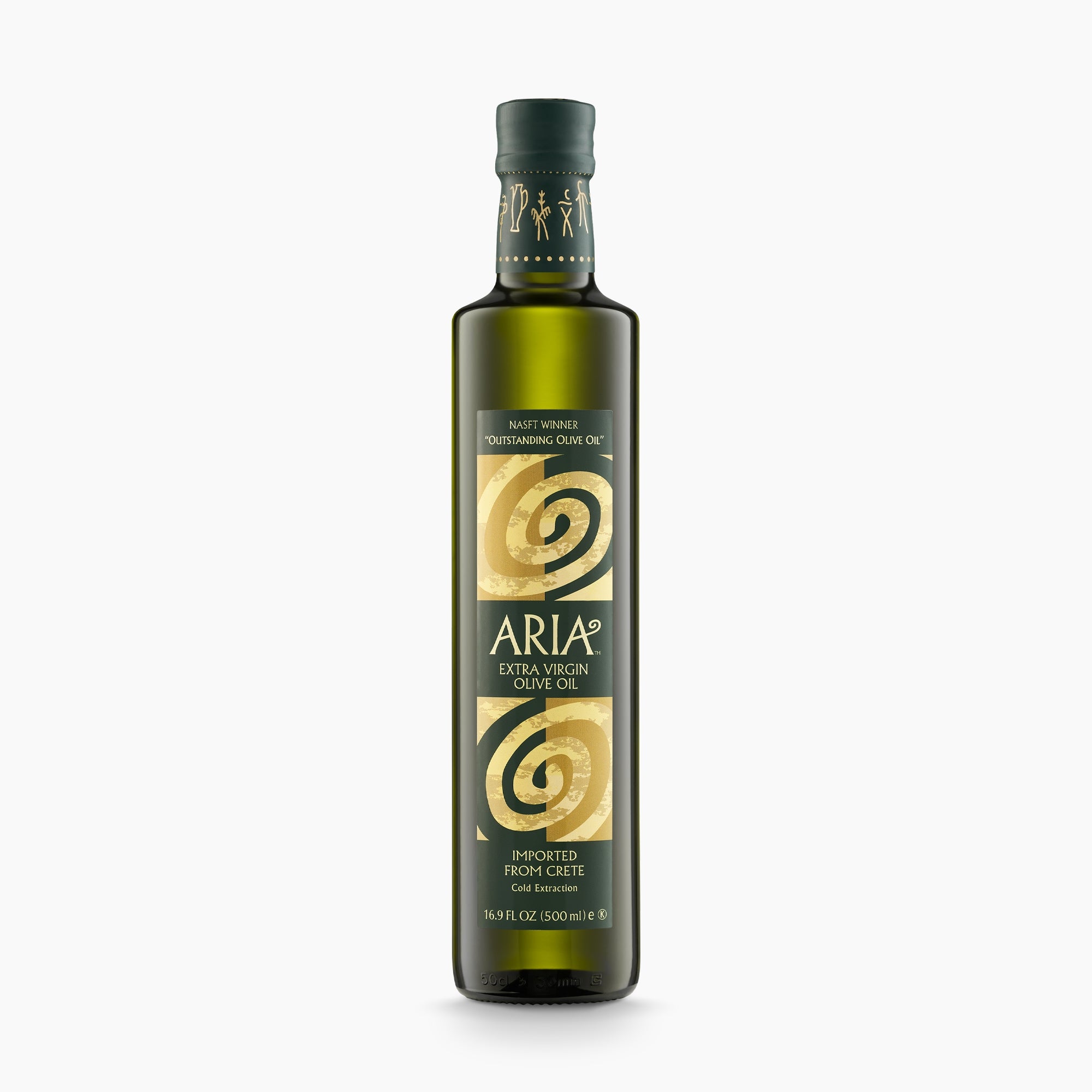 500 ml bottle of Aria Greek extra virgin olive oil from Crete, Greece.