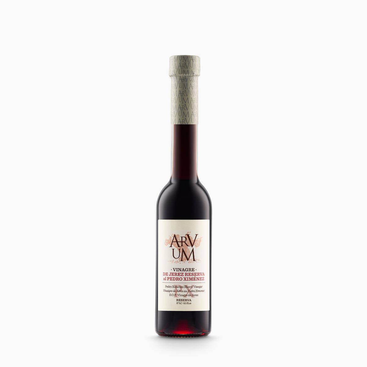 250 ml bottle of Arvum Vinagre Reserva al Pedro Ximenez from Andalusia, Spain.