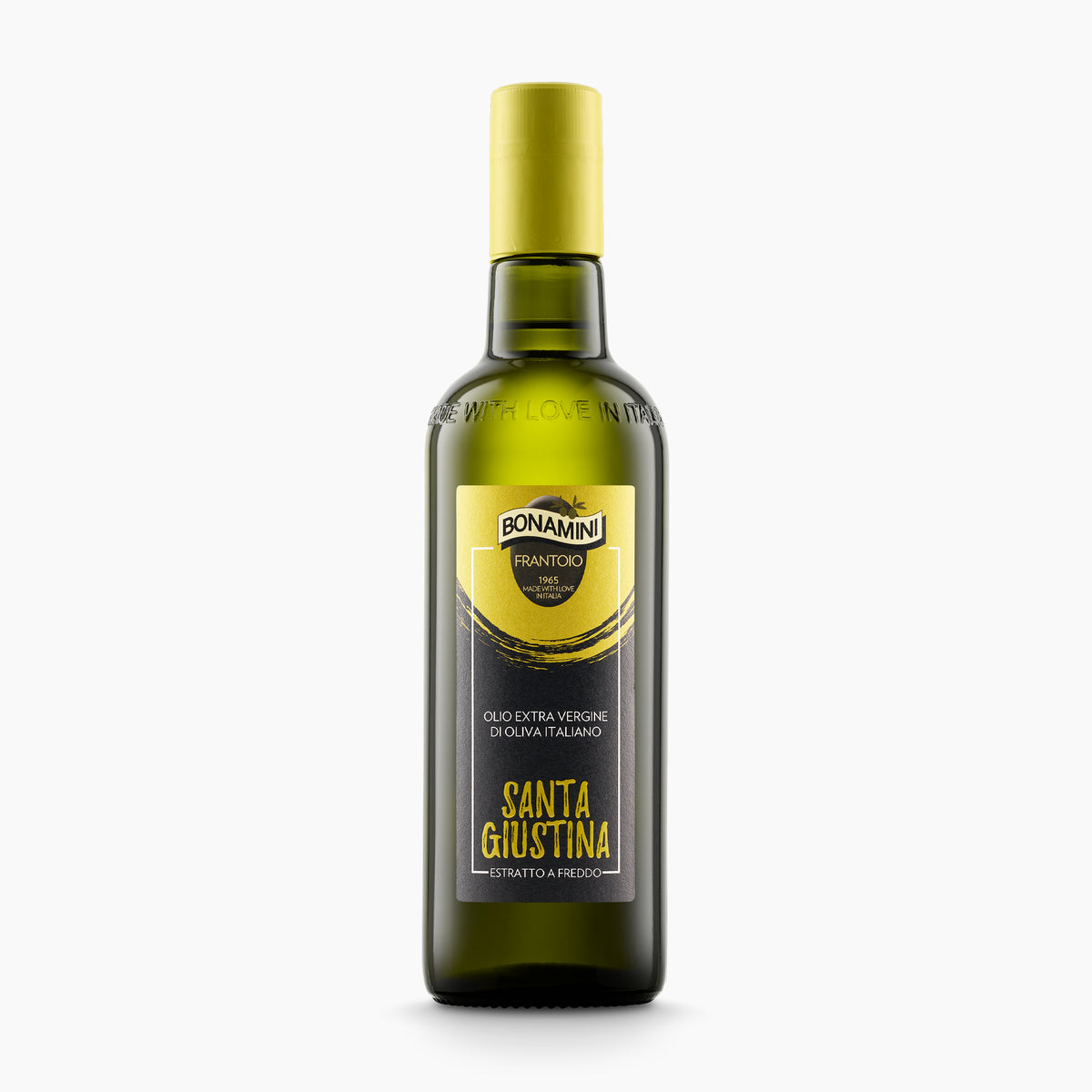 500 ml bottle of Frantoio Bonamini Santa Giustina extra virgin olive oil from Veneto, Italy.