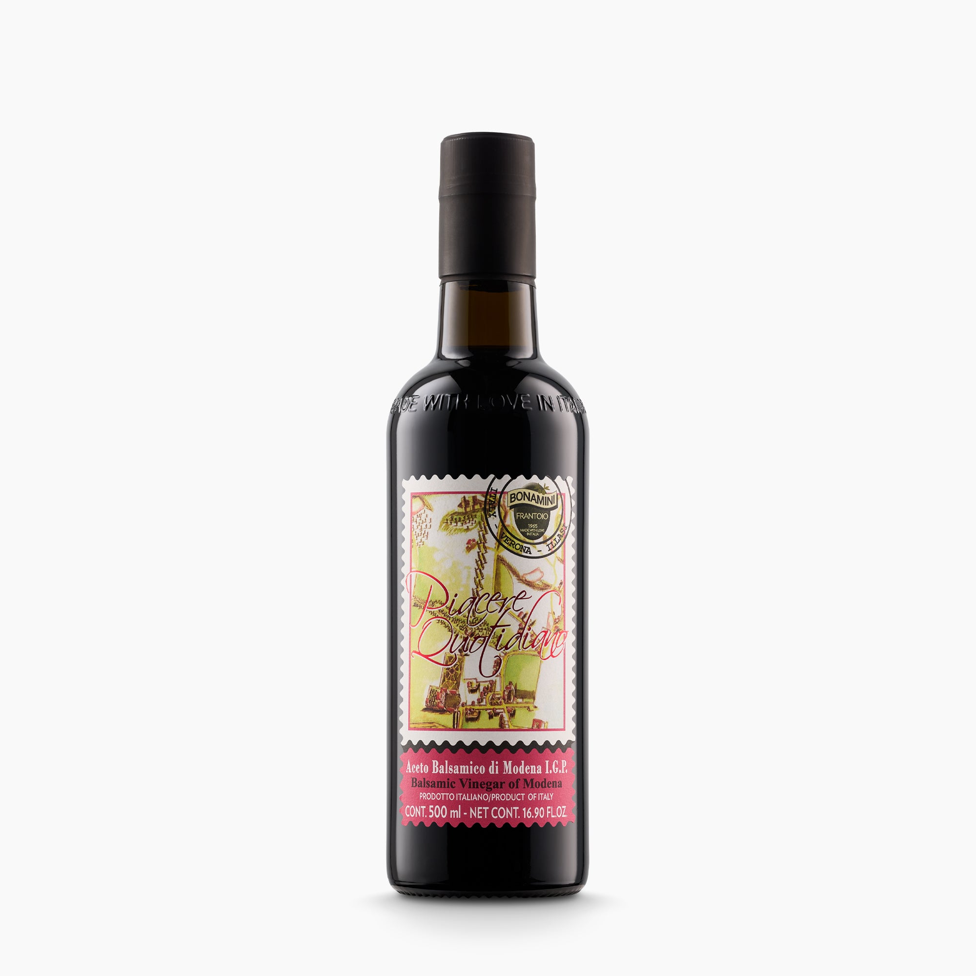 500 ml bottle of Frantoio Bonamini IGP Balsamic Vinegar of Modena Purple Label.