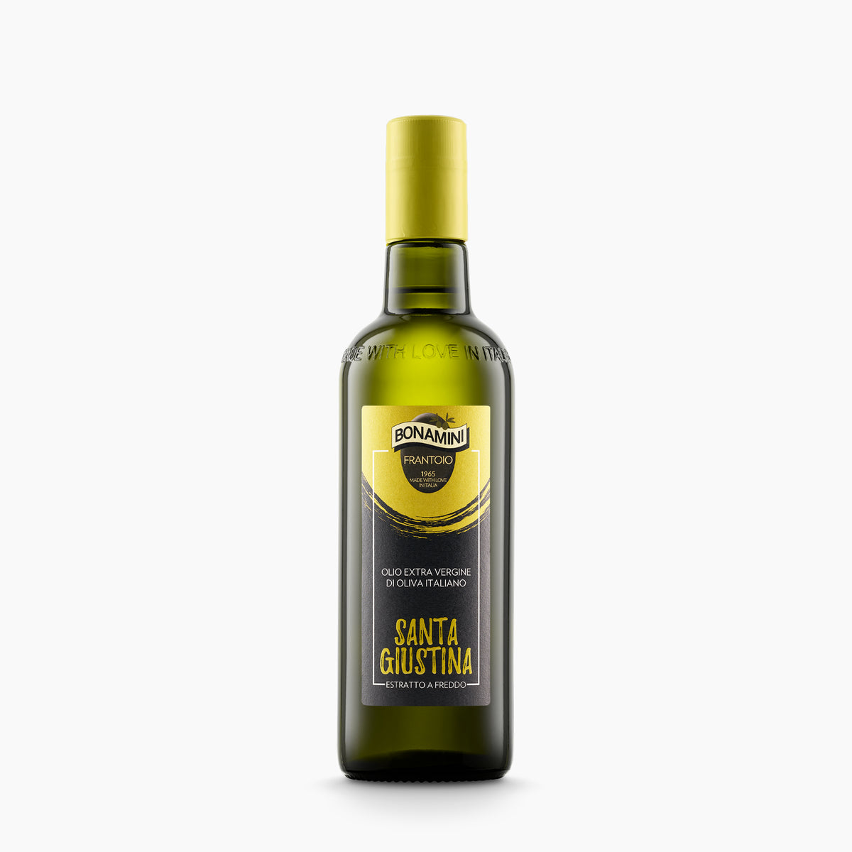500 ml bottle of Frantoio Bonamini Santa Giustina extra virgin olive oil from Veneto, Italy.