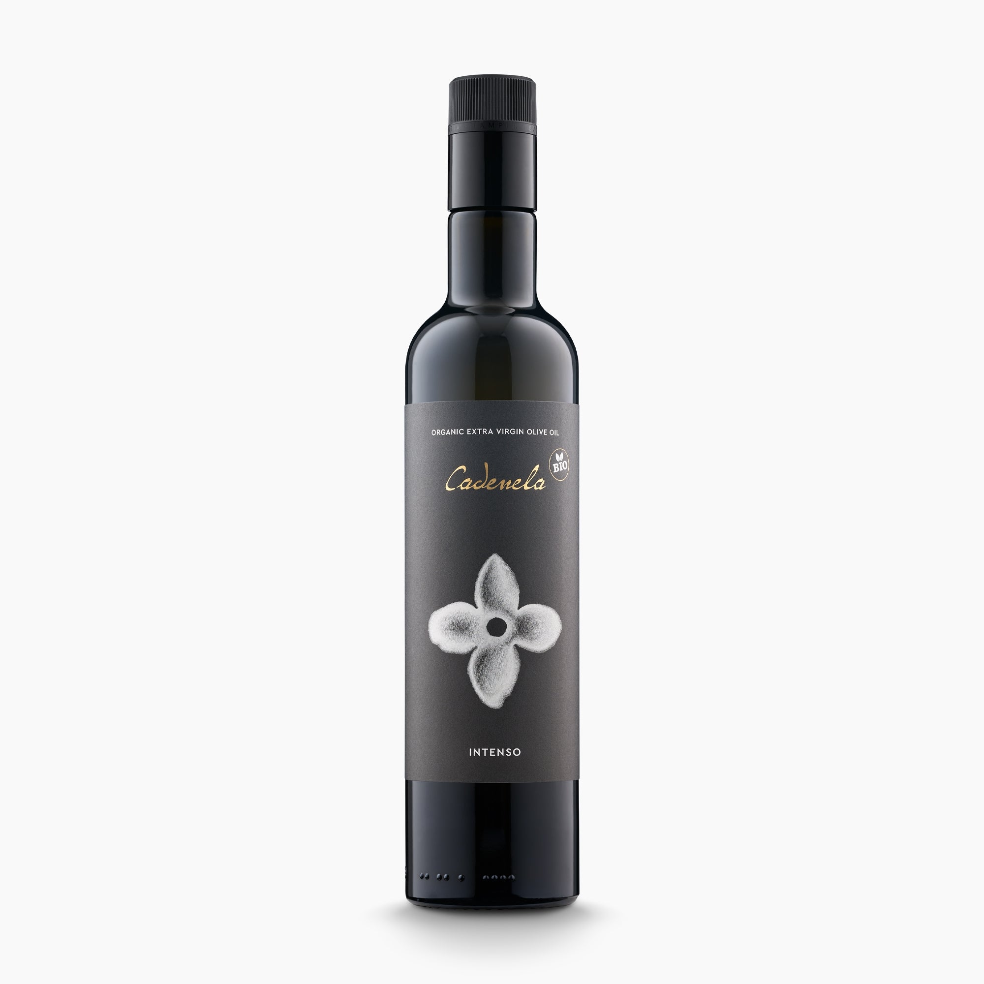500 ml bottle of Cadenela Intenso Organic extra virgin olive oil from Istria, Croatia.