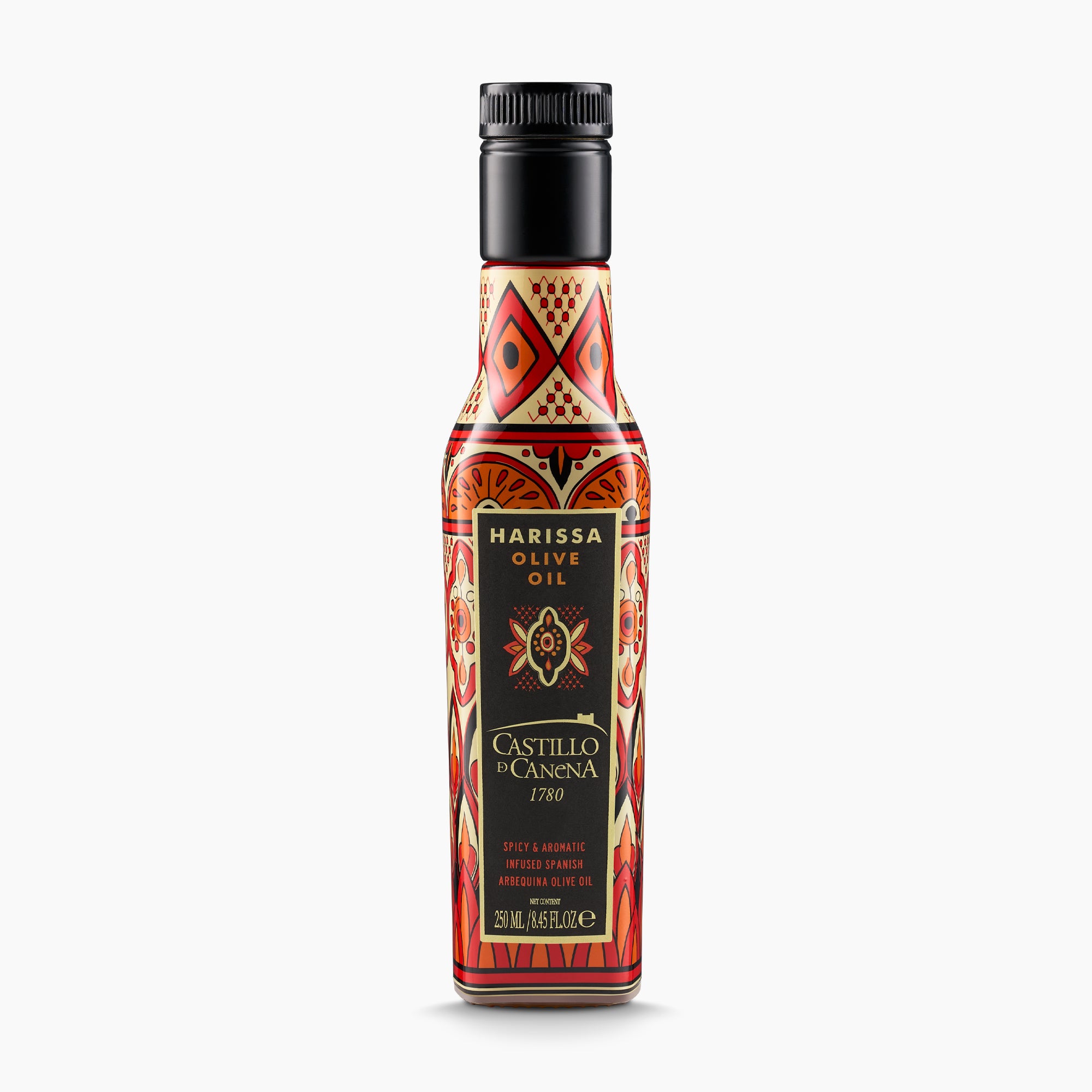 Castillo de Canena Harissa Arbequina 250 ml bottle from Andalusia, Spain.