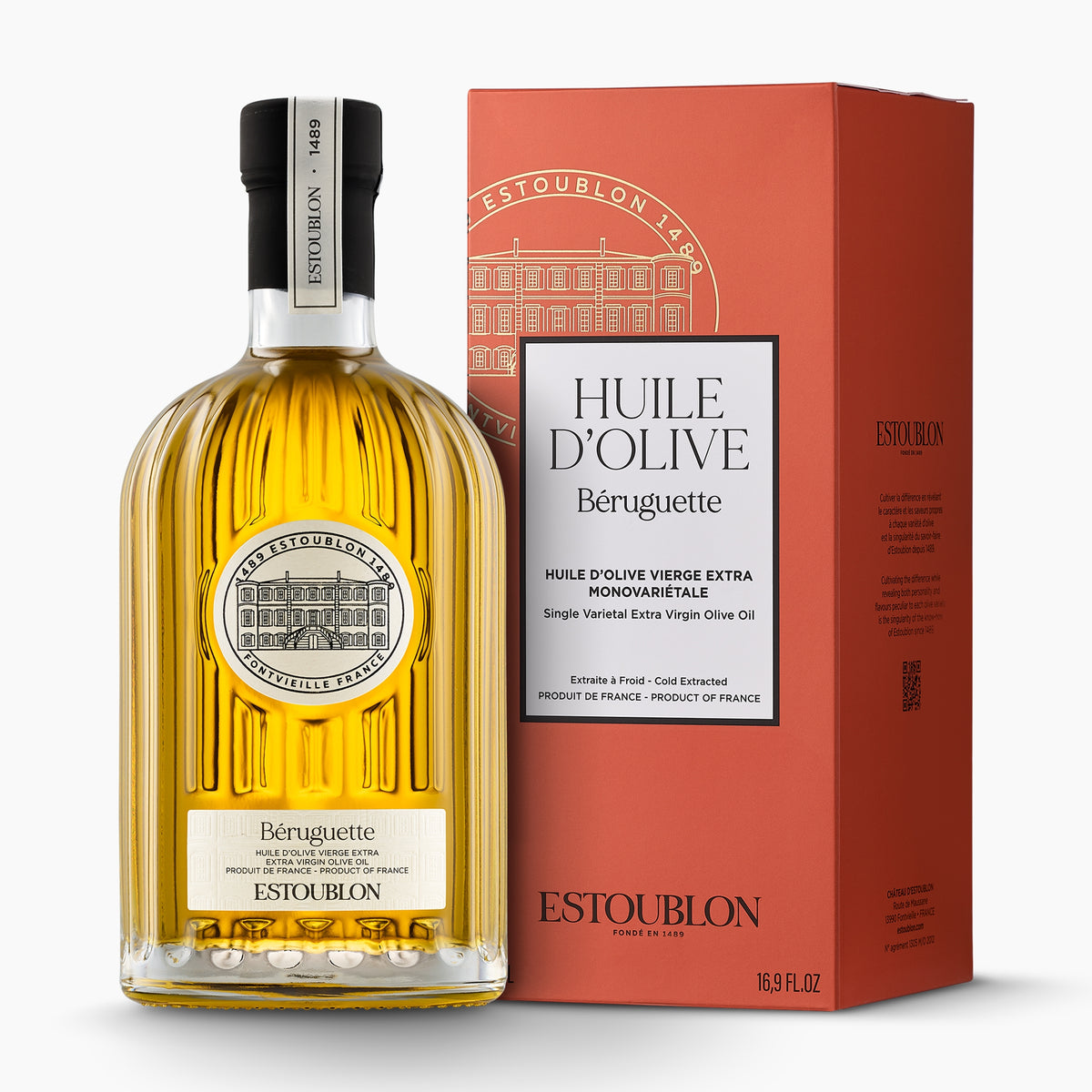 Estoublon Beruguette 500 ml extra virgin olive oil bottle with gift box from Provence, France.