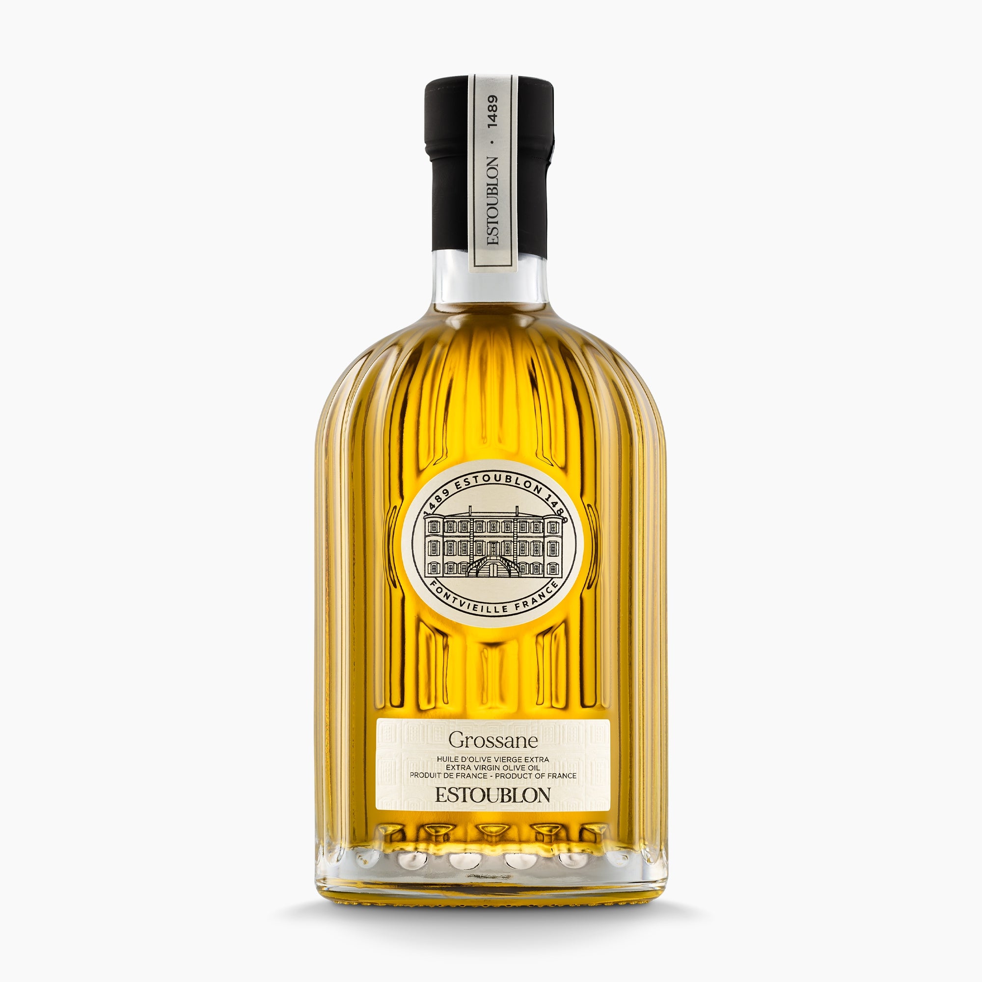 500 ml bottle of Estoublon Grossane extra virgin olive oil from Provence, France.