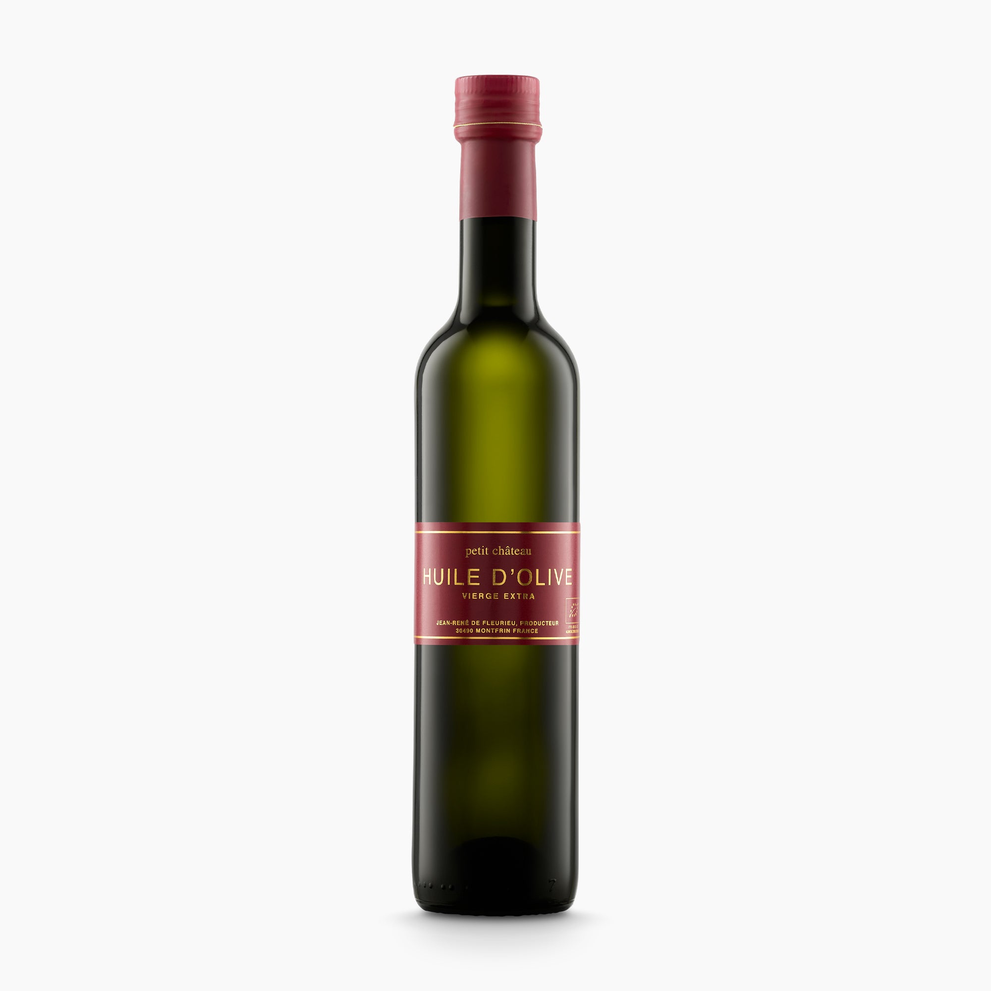 500 ml bottle of Chateau de Montfrin Organic Petit Chateau extra virgin olive oil from France.