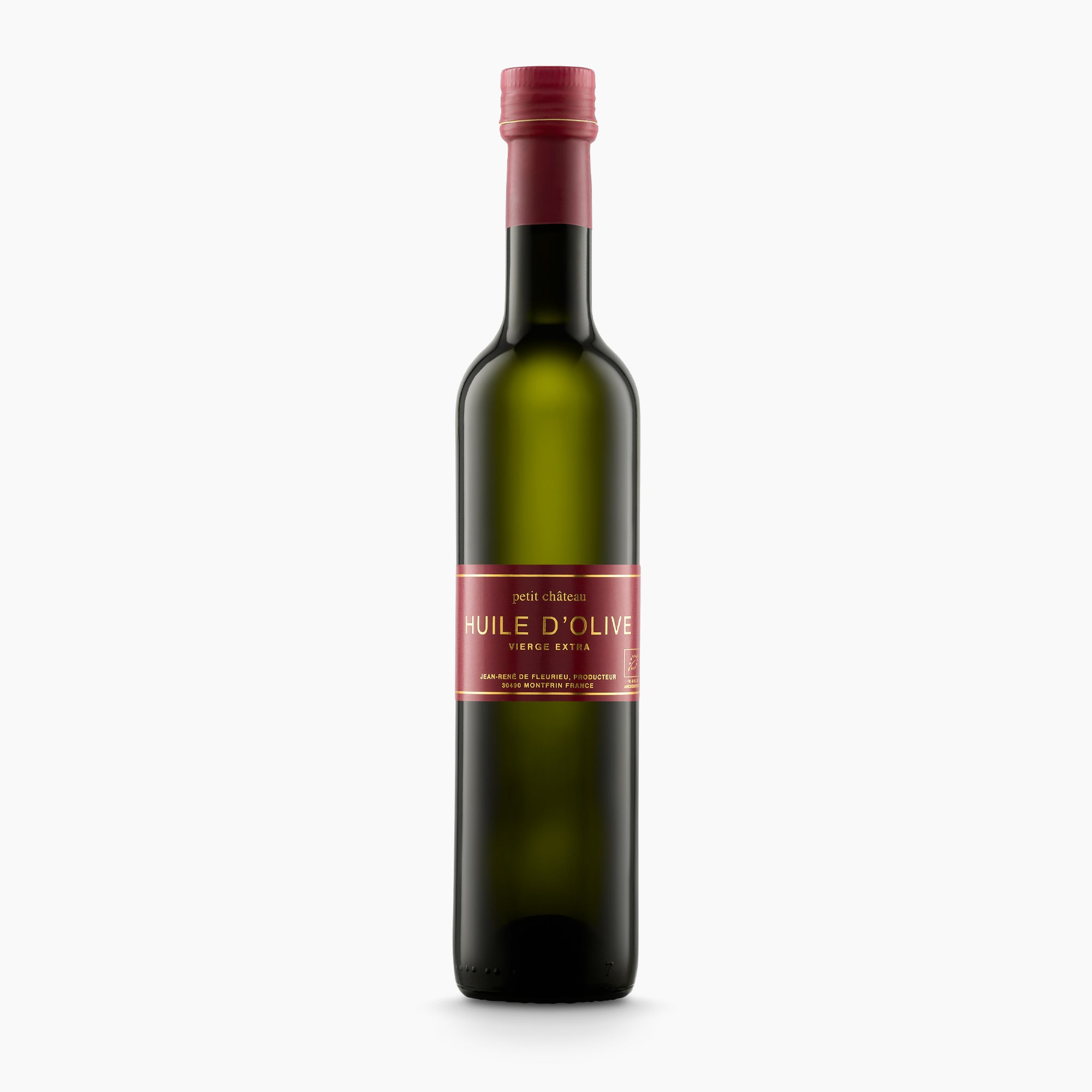 500 ml bottle of Chateau de Montfrin Organic Petit Chateau extra virgin olive oil from France.