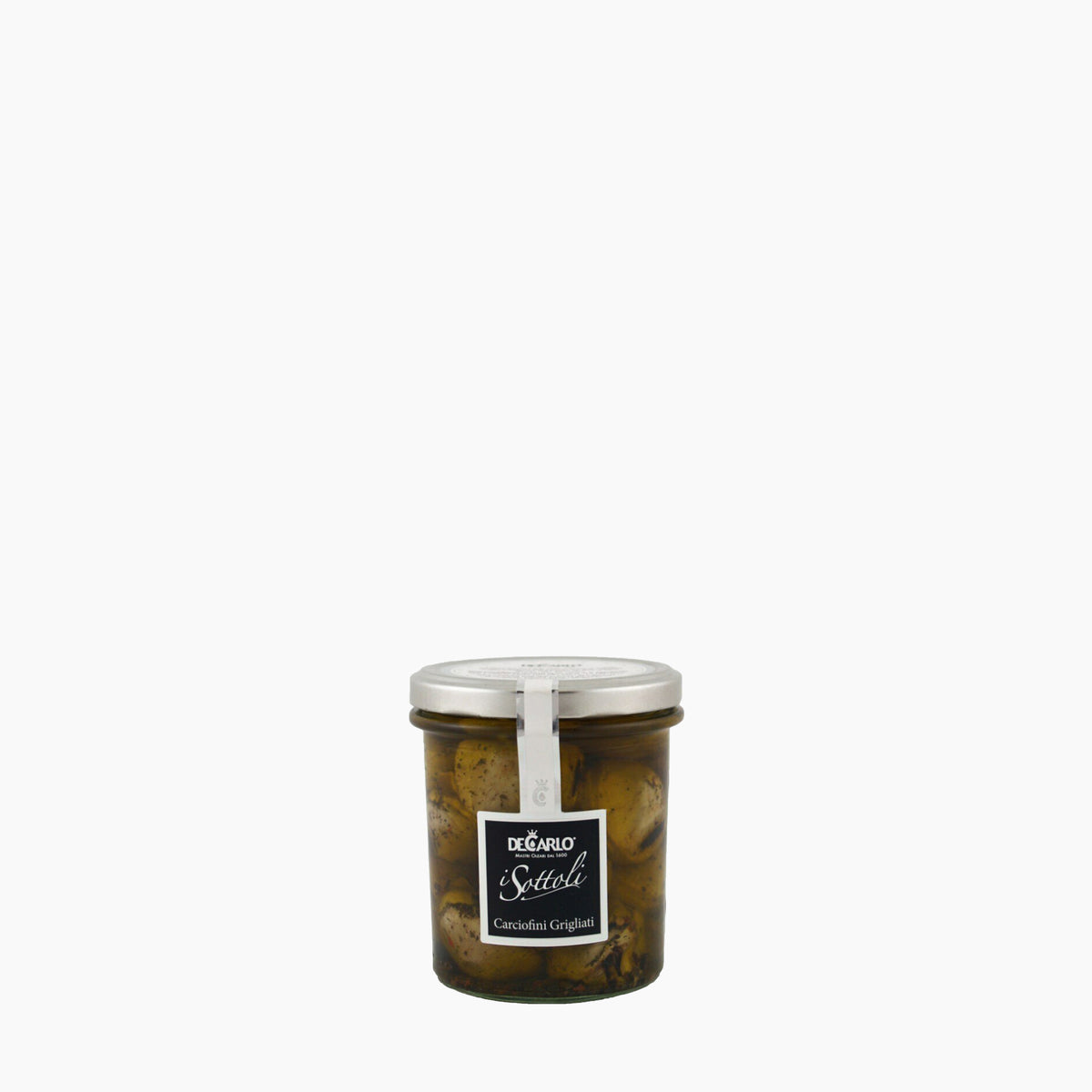 200g jar of De Carlo Grilled Artichokes from Italy.