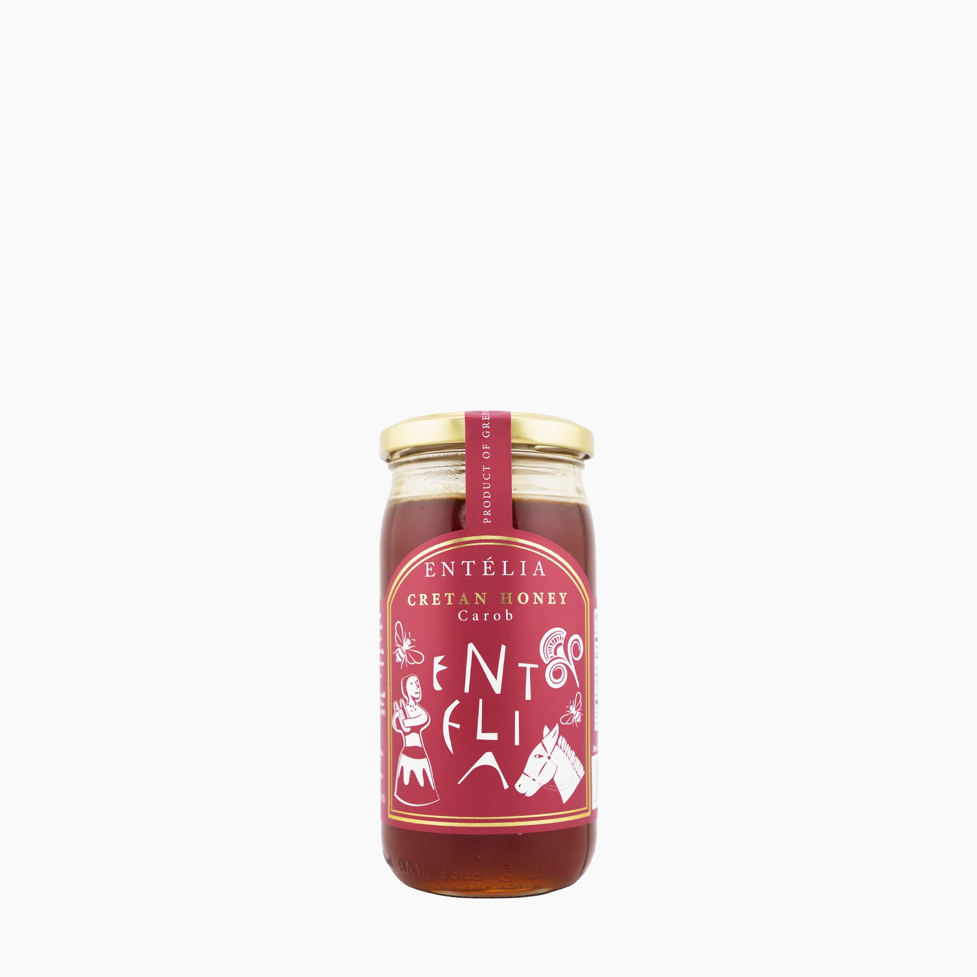 450g jar of Entelia Carob Cretan Honey from Greece.