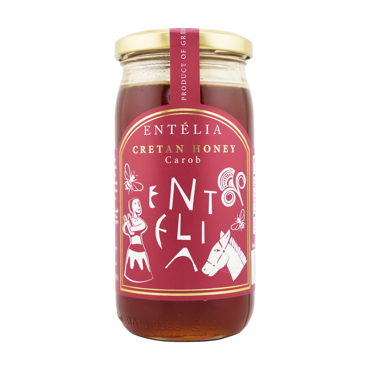 450g jar of Entelia Carob Cretan Honey from Greece.
