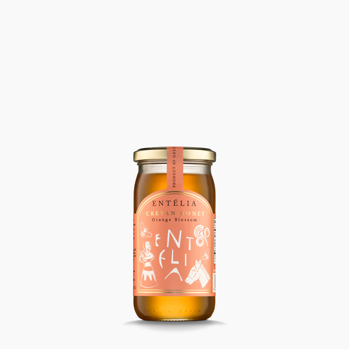 A 450g jar of Entelia Orange Blossom Cretan Honey from Greece.