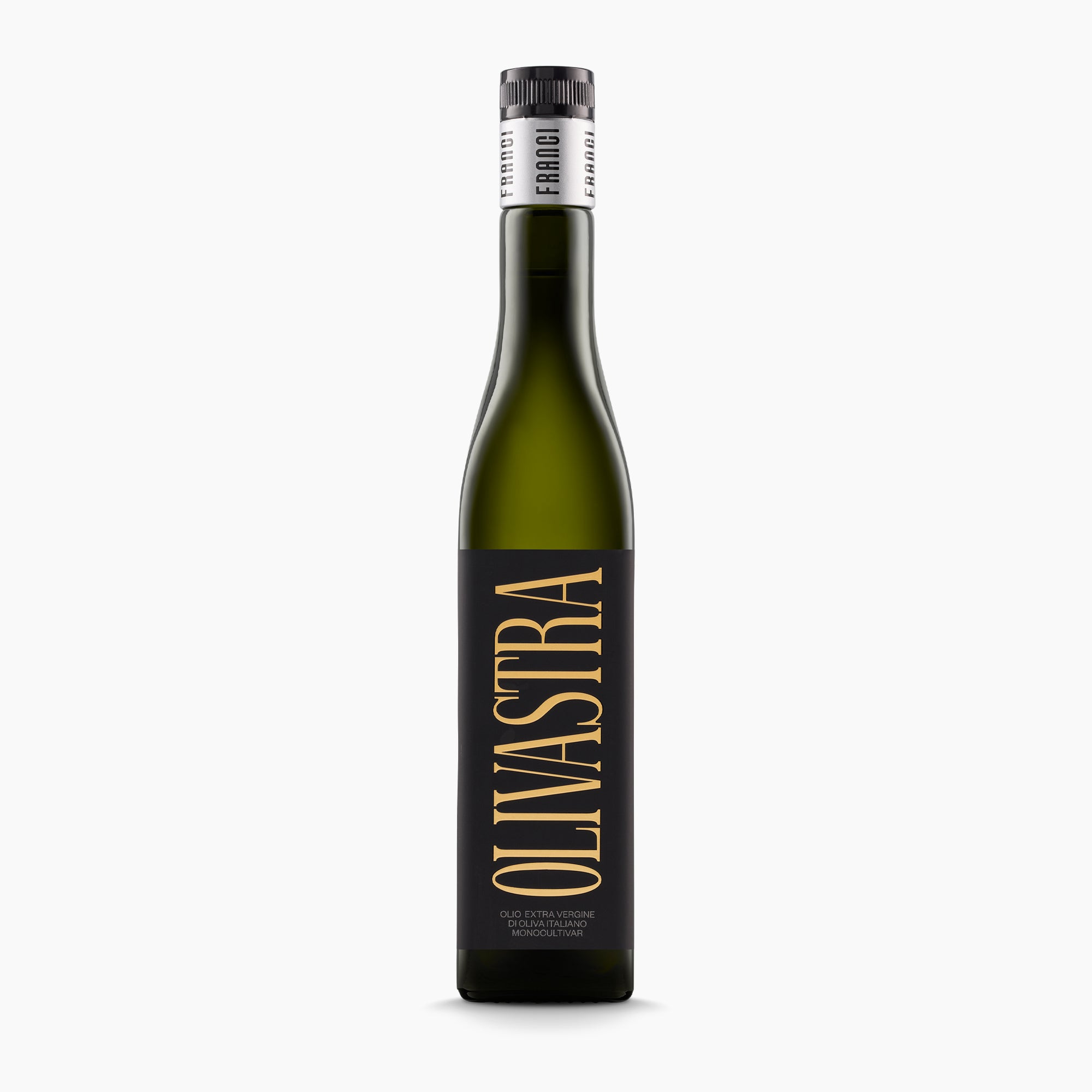 Franci Olivastra Seggianese 500 ml extra virgin olive oil bottle from Tuscany, Italy.