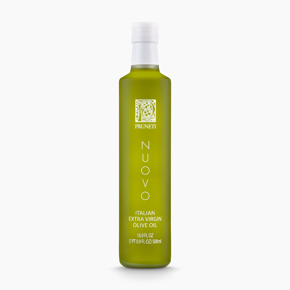 Frantoio Pruneti Olio Nuovo extra virgin olive oil in a 500ml bottle.