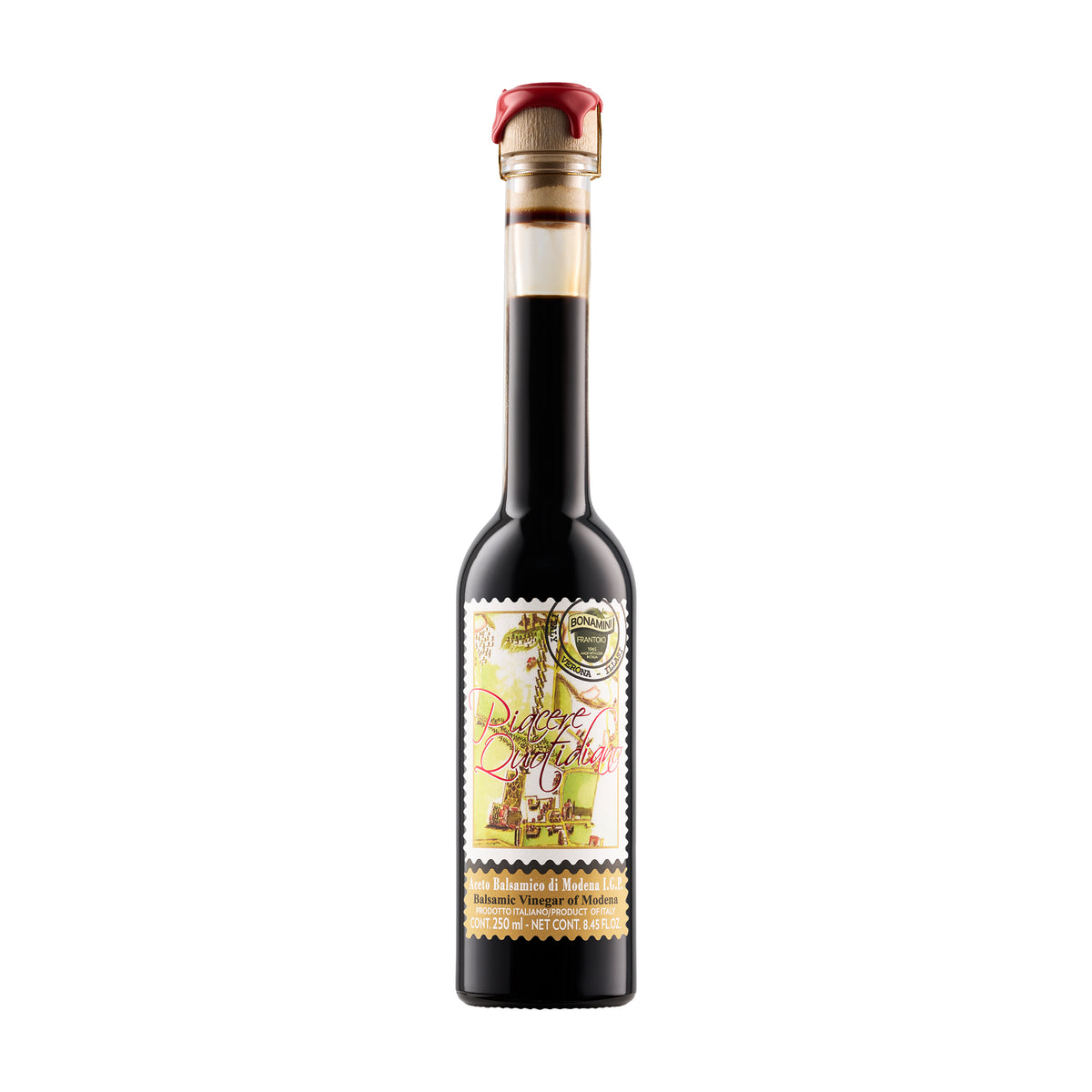 250ml bottle of Frantoio Bonamini IGP Balsamic Vinegar of Modena Gold Label.