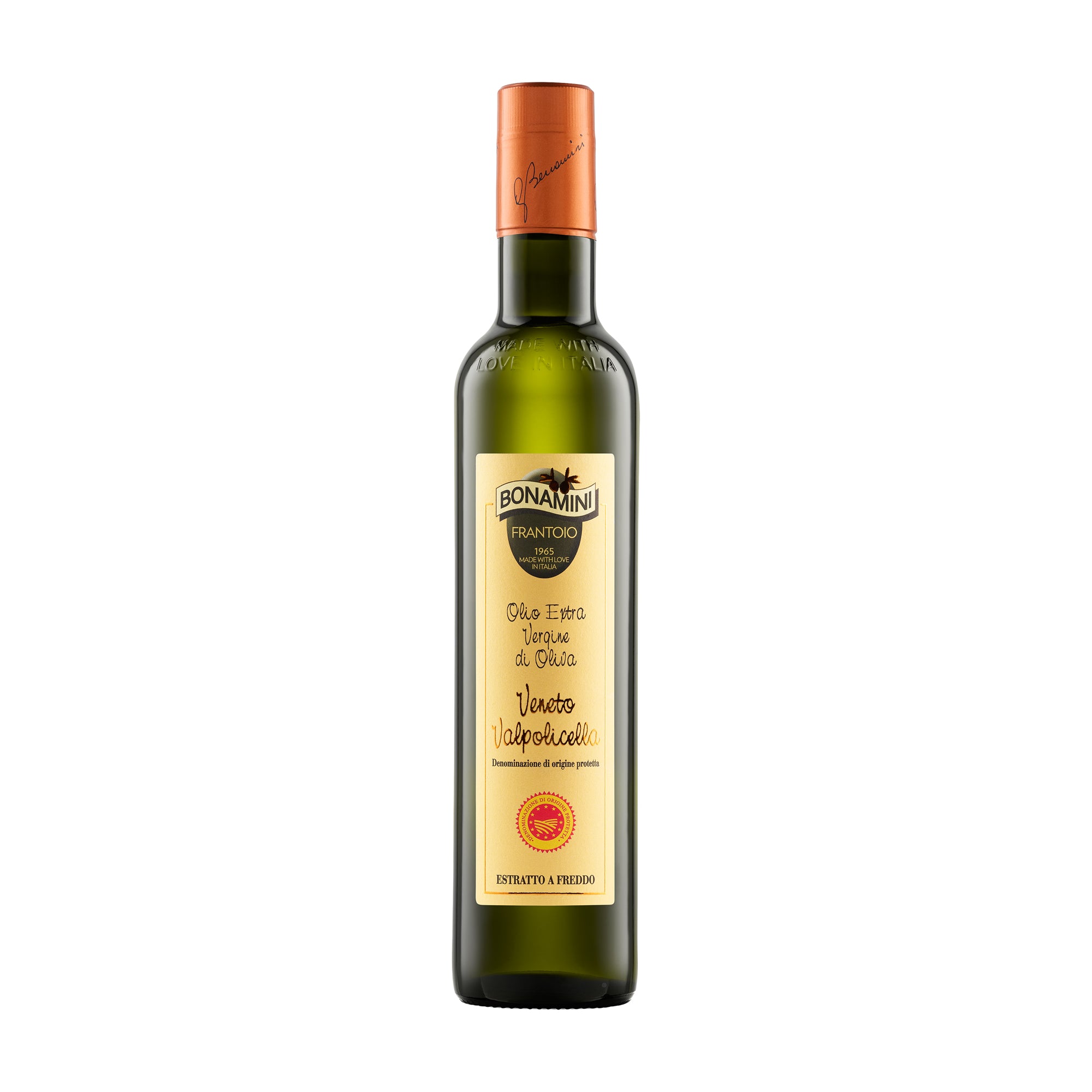 Frantoio Bonamini DOP Veneto Valpolicella 500 ml extra virgin olive oil from Veneto, Italy.
