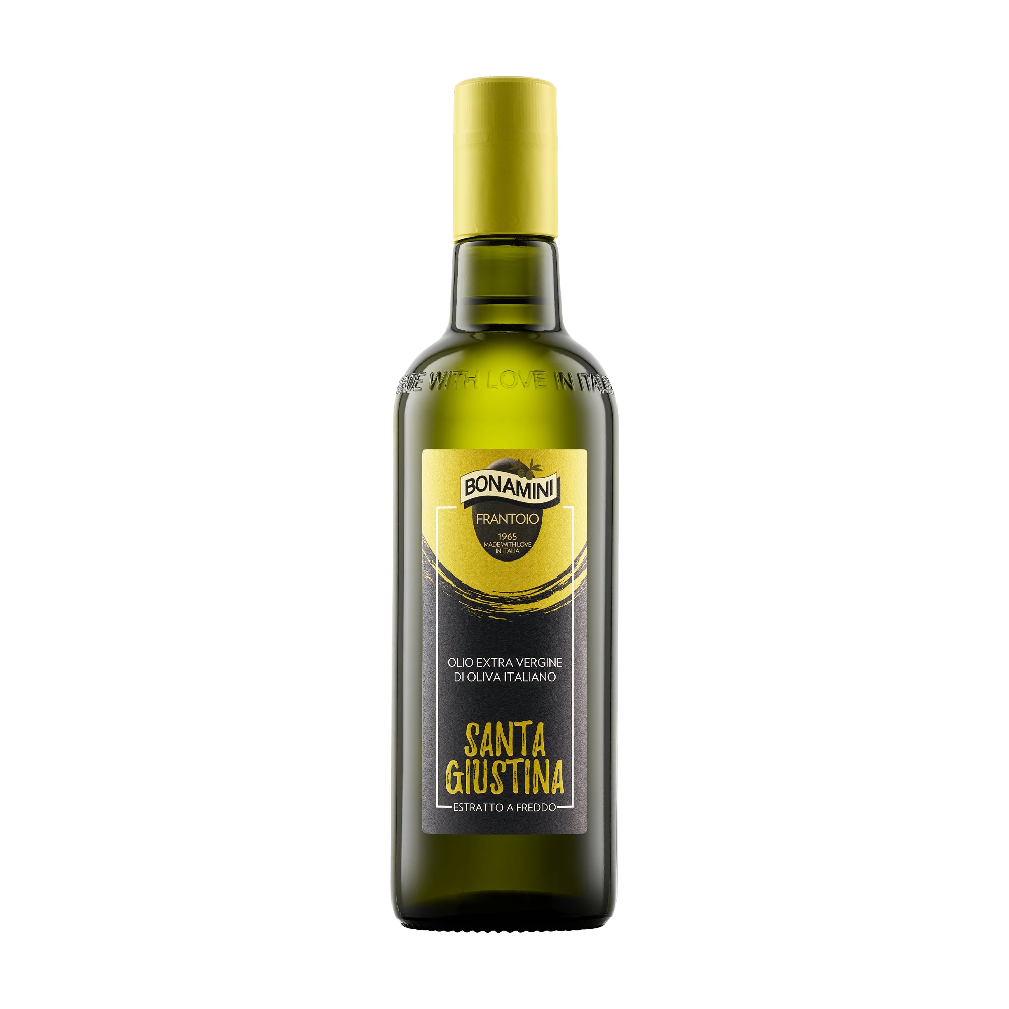 500 ml bottle of Frantoio Bonamini Santa Giustina extra virgin olive oil from Veneto, Italy.