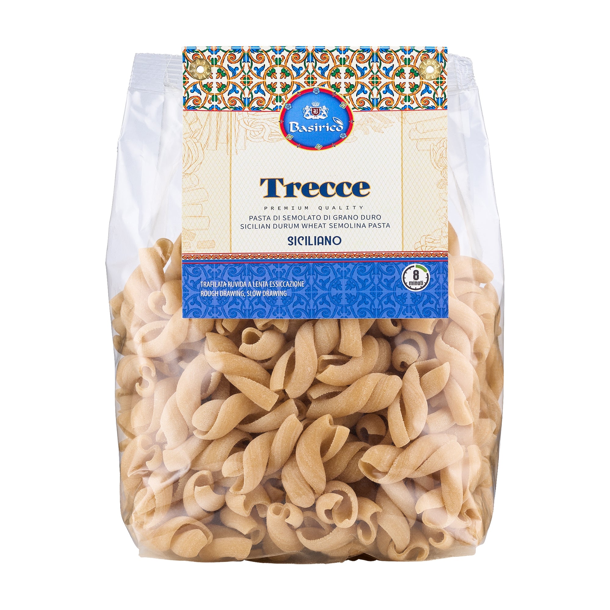 500gr bag of Basirico Trecce Pasta Siciliano from Italy.