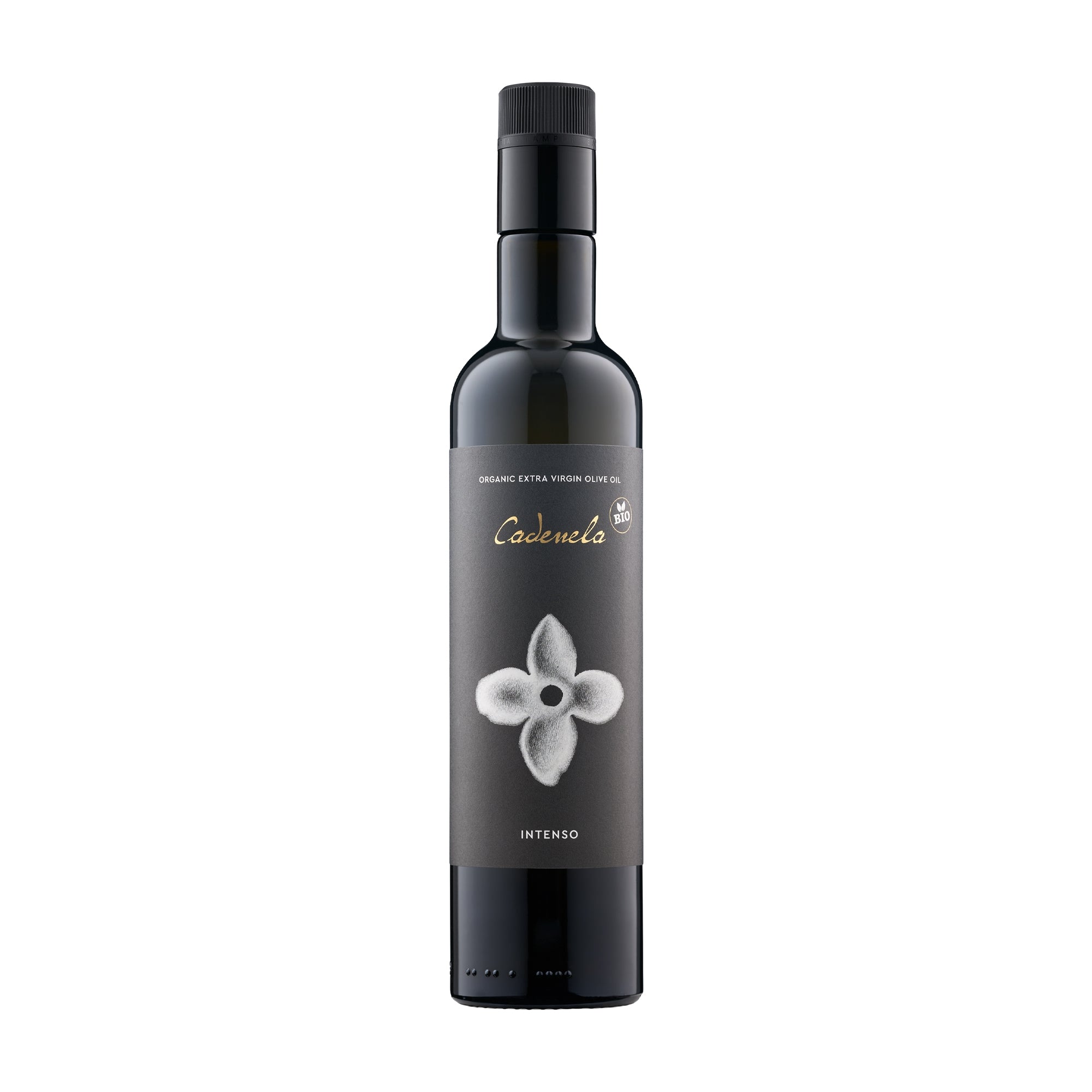 500 ml bottle of Cadenela Intenso Organic extra virgin olive oil from Istria, Croatia.