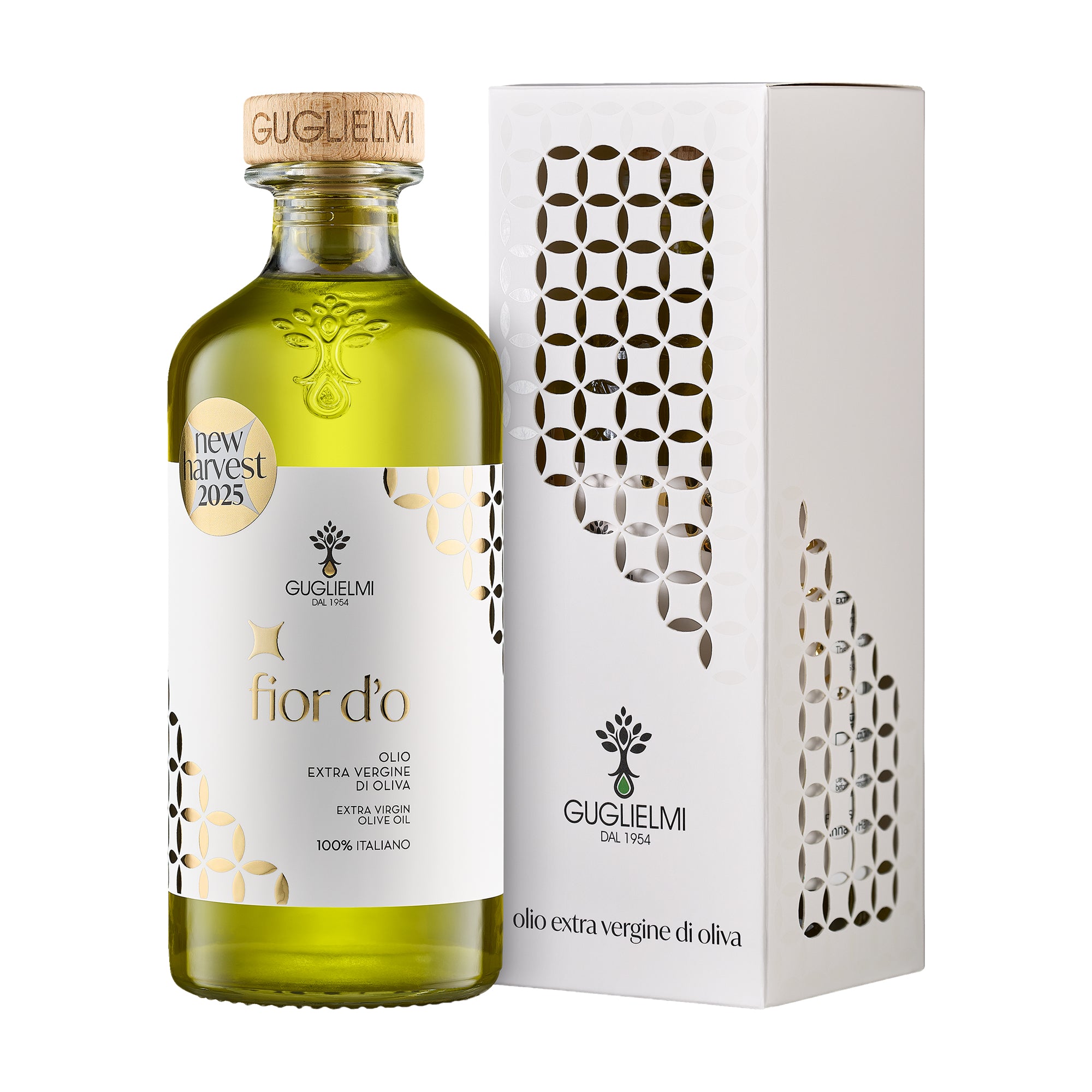 Guglielmi Fior D’O Nuovo 500ml bottle with elegant gift box.