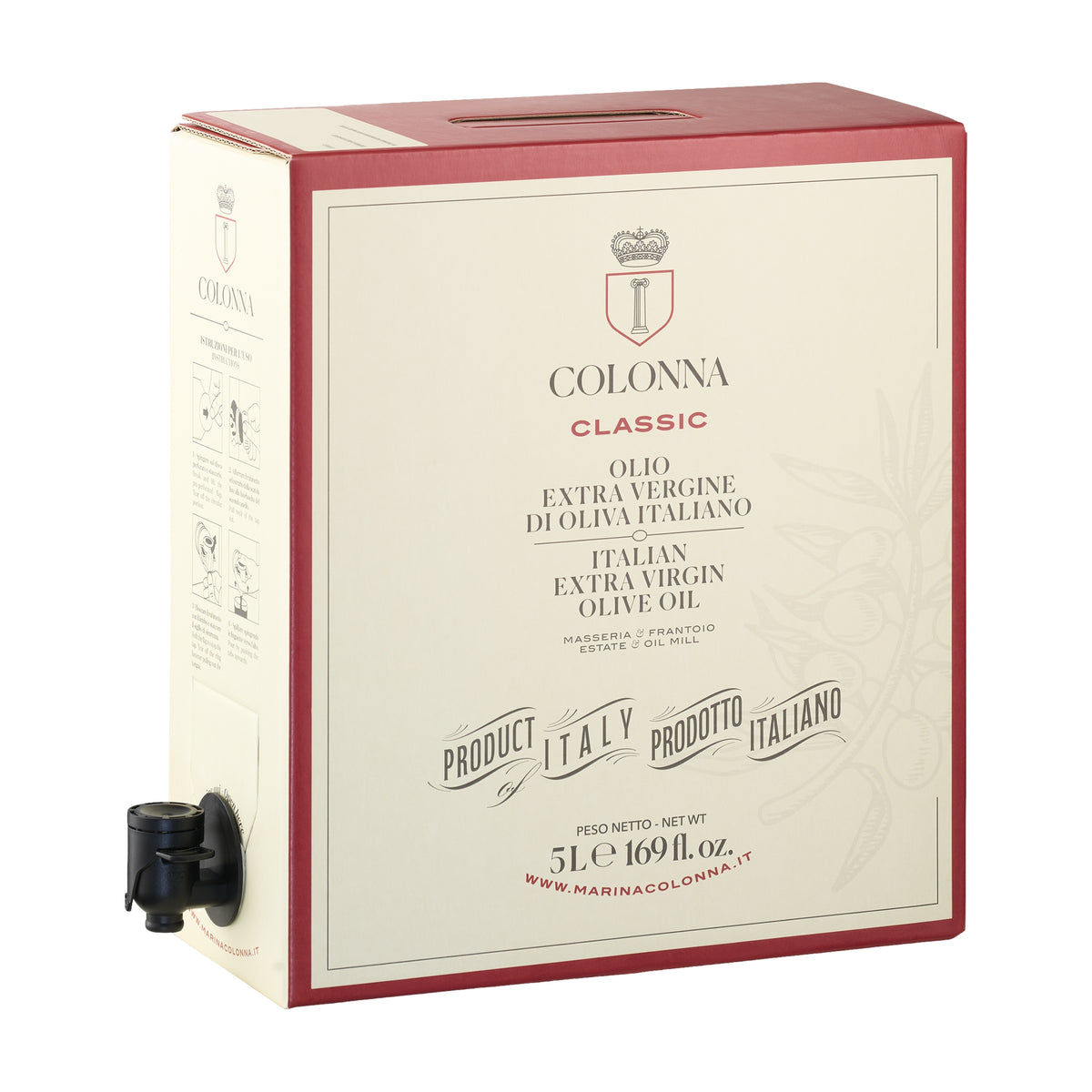 Colonna Classic 5L Bag-in-Box from Italy with dispensing spout extended.