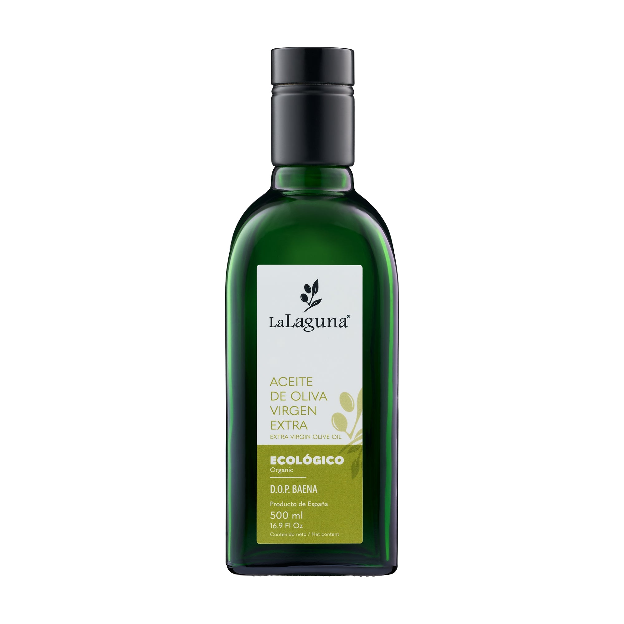 500 ml bottle of La Laguna Organic extra virgin olive oil from Andalusia, Spain.