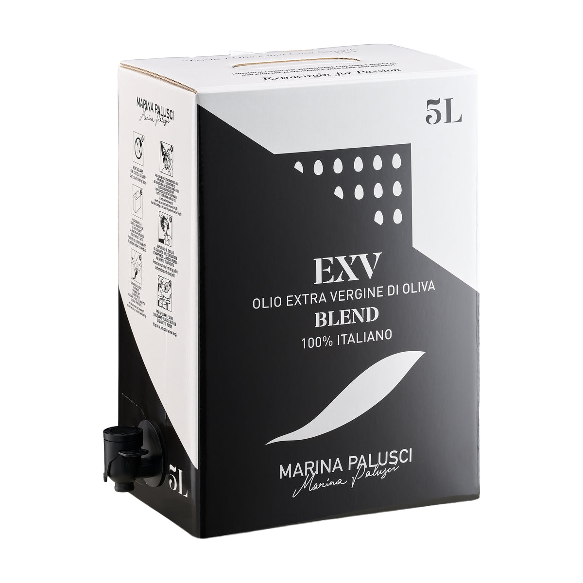Marina Palusci L'Extravergine 5L Bag-in-Box with dispensing spout extended.