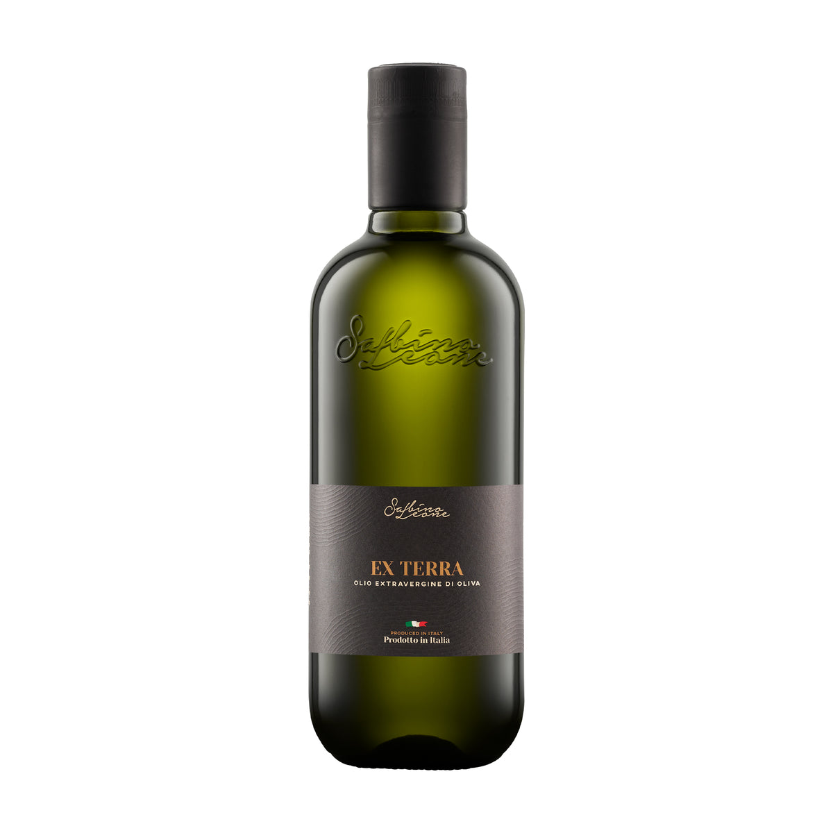 500 ml bottle of Sabino Leone Ex Terra extra virgin olive oil from Puglia, Italy.