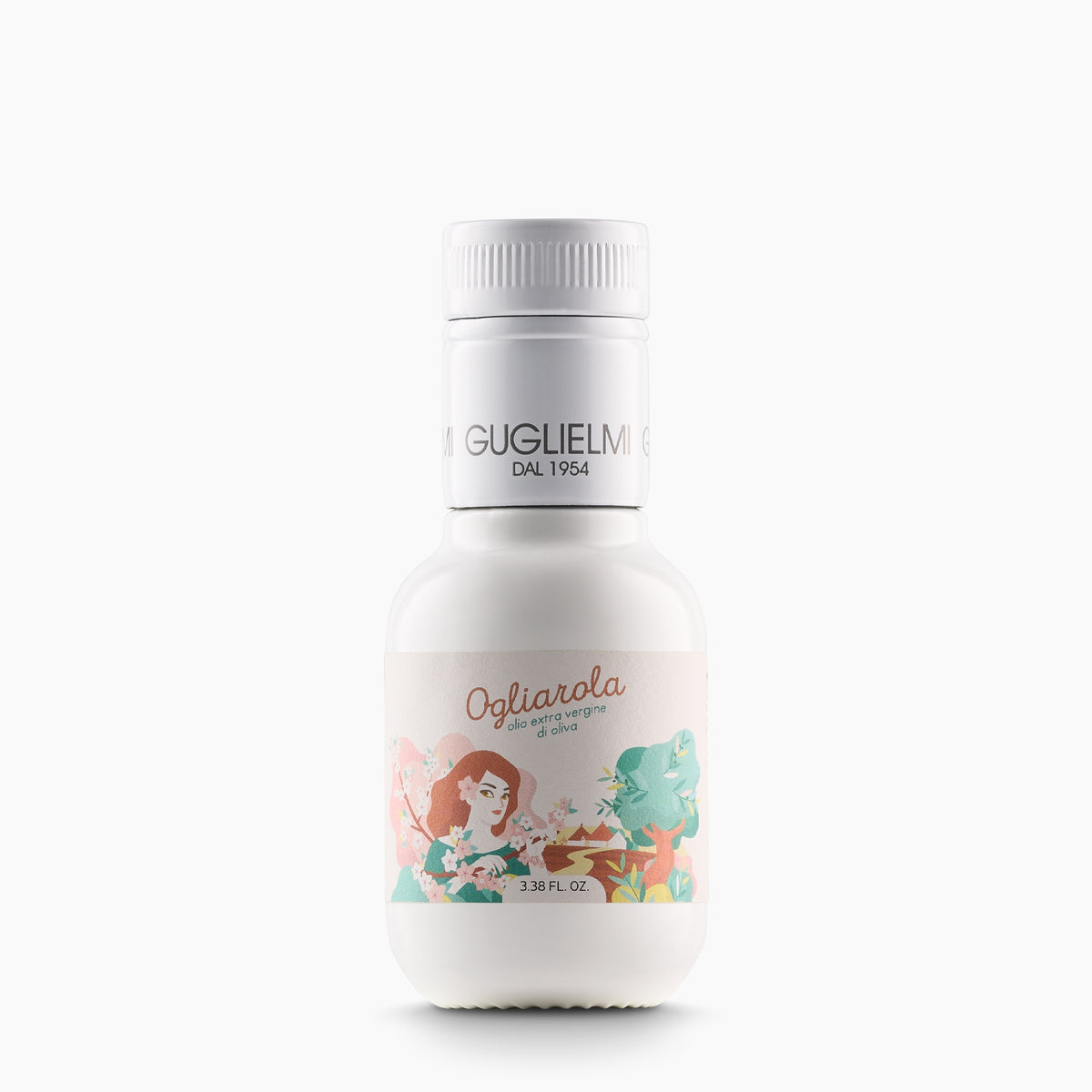 Guglielmi Le Monocultivar Ogliarola extra virgin olive oil in a 100 ml bottle.