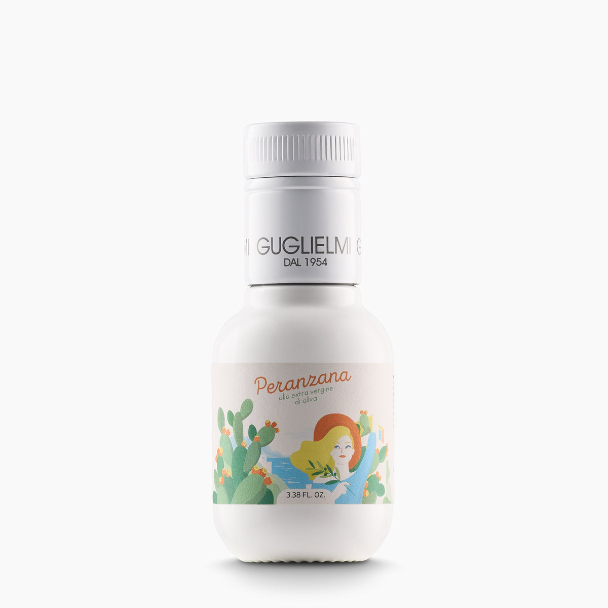 100 ml bottle of Guglielmi Le Monocultivar Peranzana extra virgin olive oil.