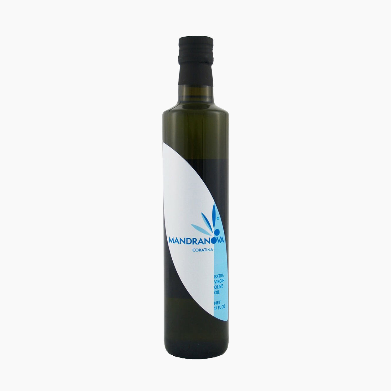 Mandranova Coratina 500 ml extra virgin olive oil bottle from Sicily, Italy.