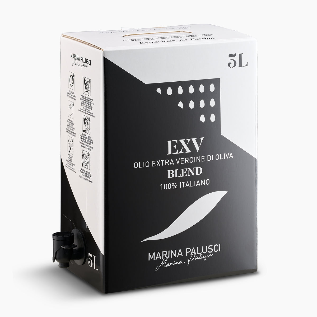 Marina Palusci L'Extravergine 5L Bag-in-Box with dispensing spout extended.