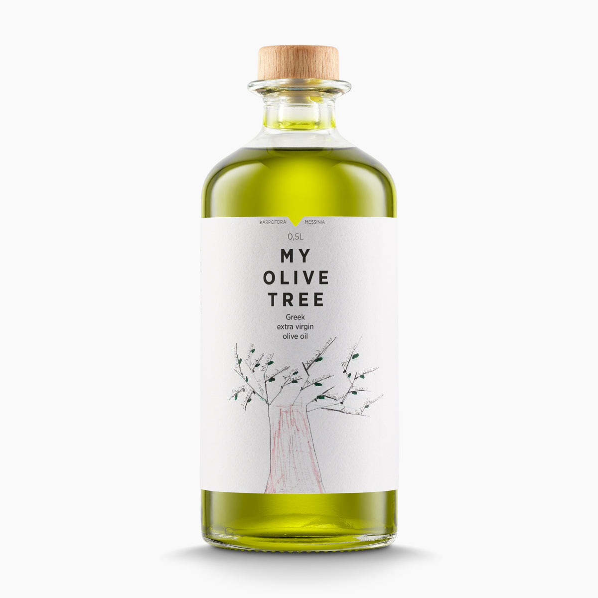 My Olive Tree 500 ml bottle, extra virgin olive oil from Peloponnese, Greece.