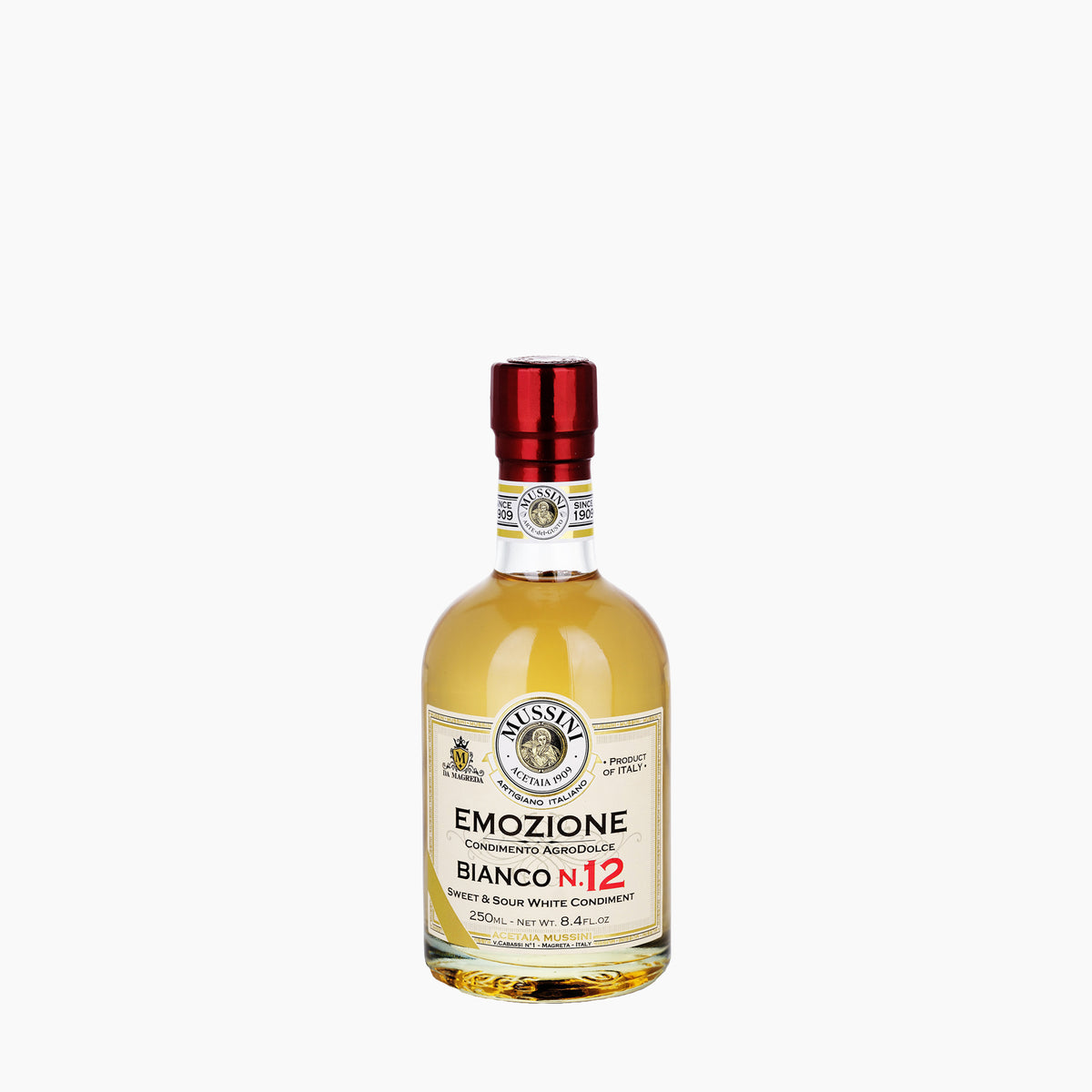 250 ml bottle of Mussini Emozione No12 Sweet & Sour White Condiment.