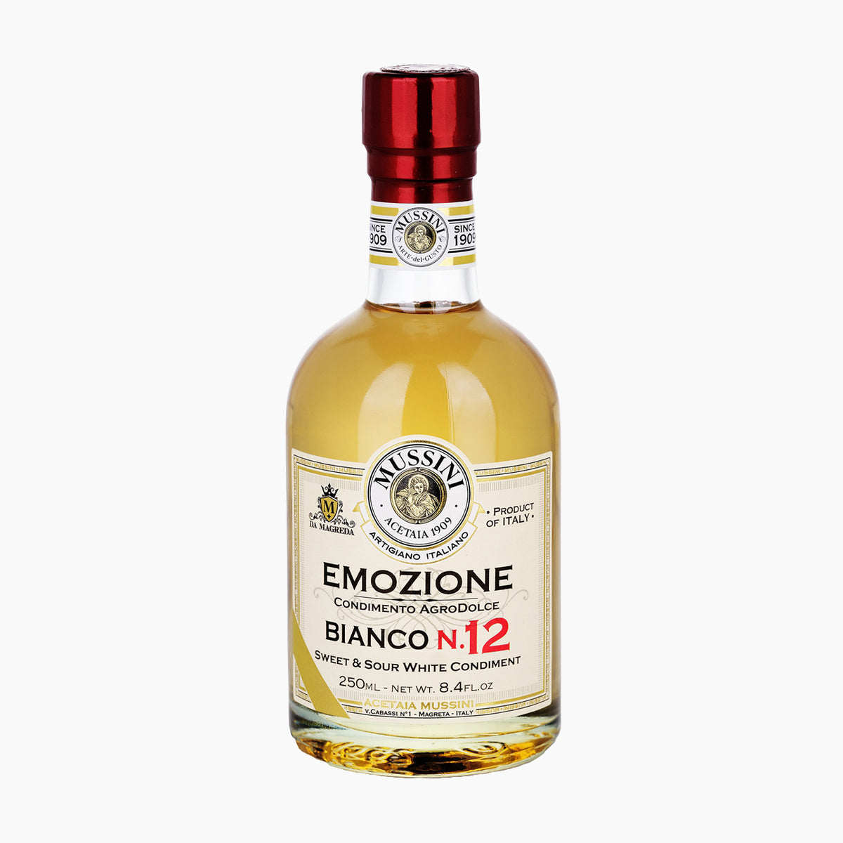 250 ml bottle of Mussini Emozione No12 Sweet & Sour White Condiment.