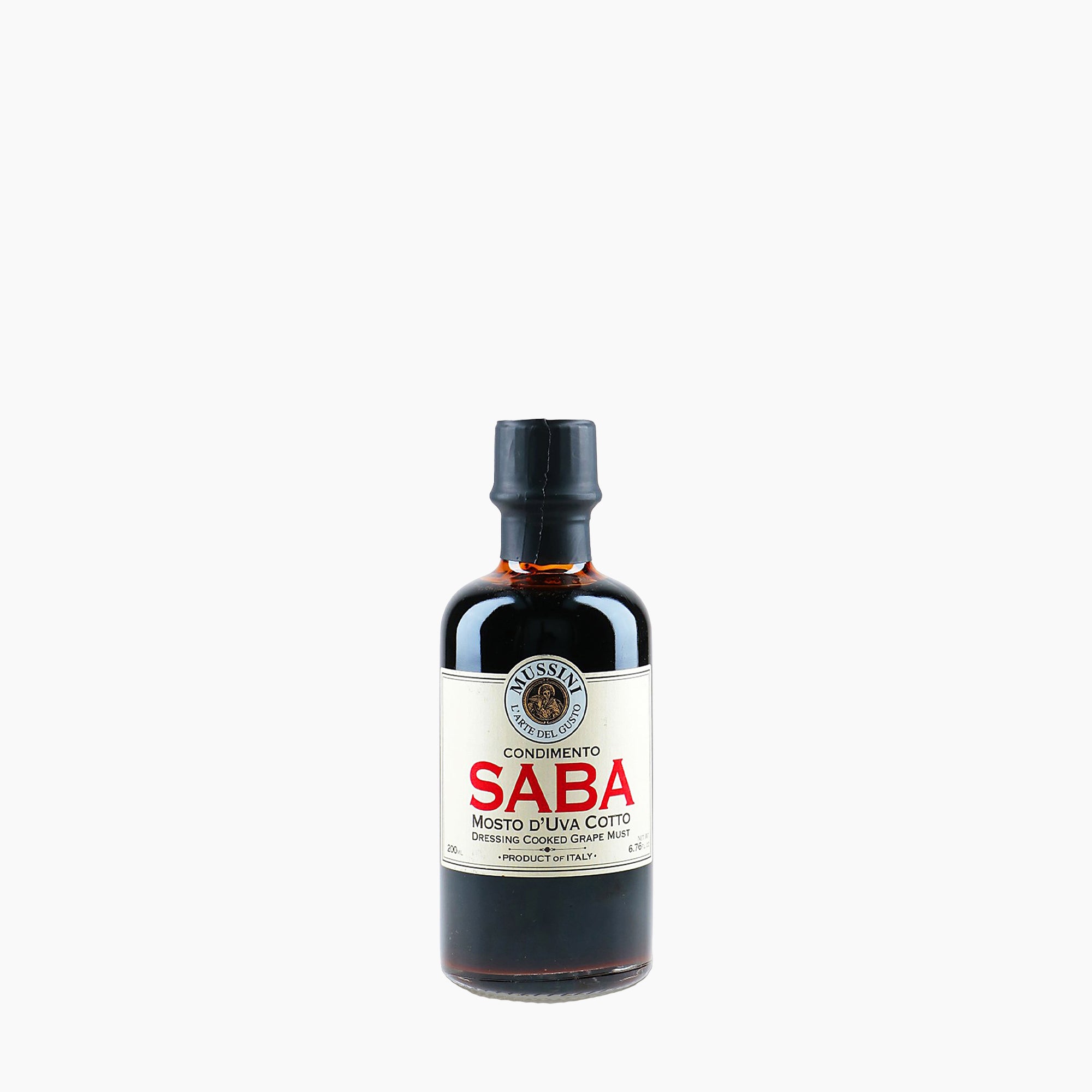 200 ml bottle of Mussini Saba Cooked Grape Must Condiment.