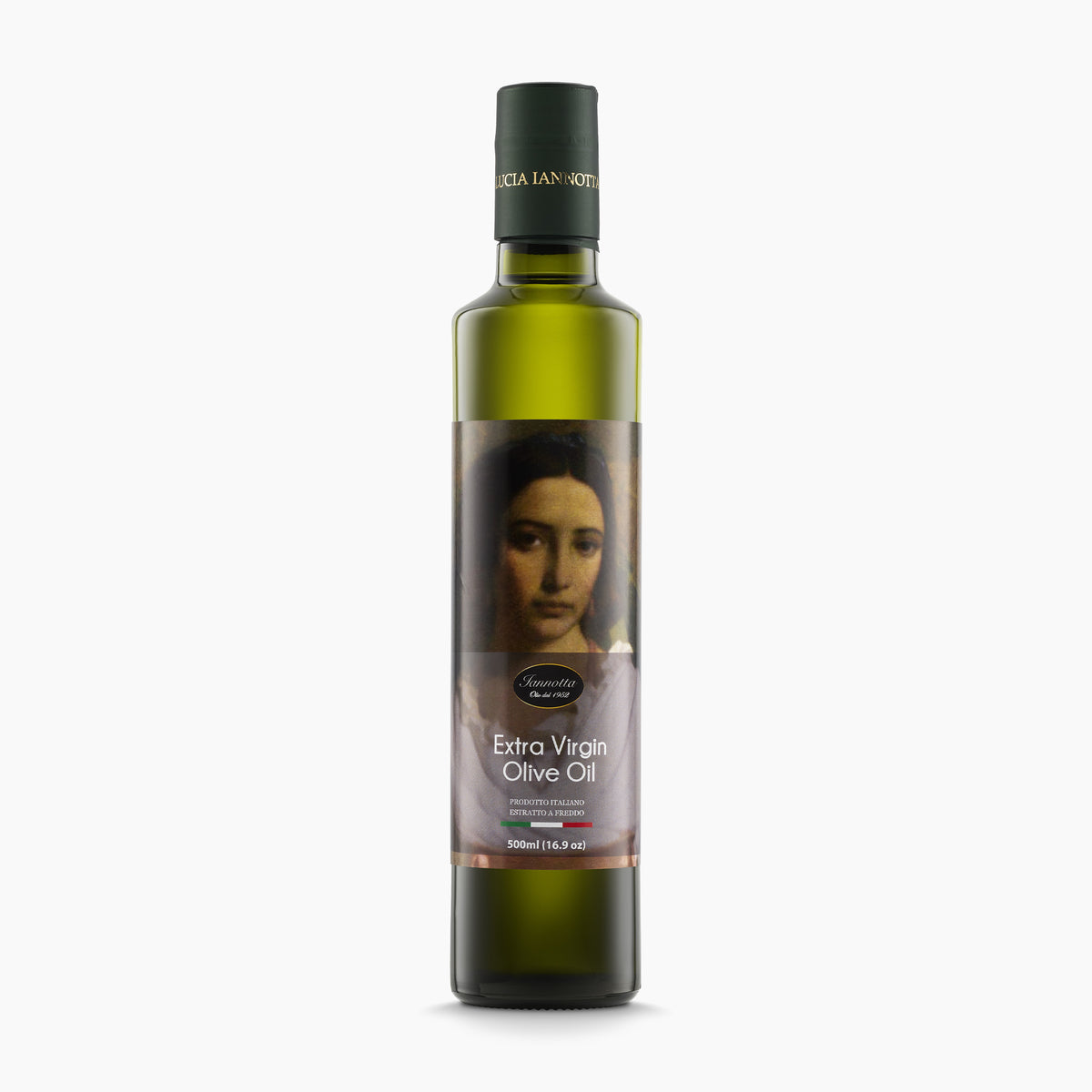 500 ml bottle of Iannotta Extra Virgin Olive Oil from Lazio, Italy.