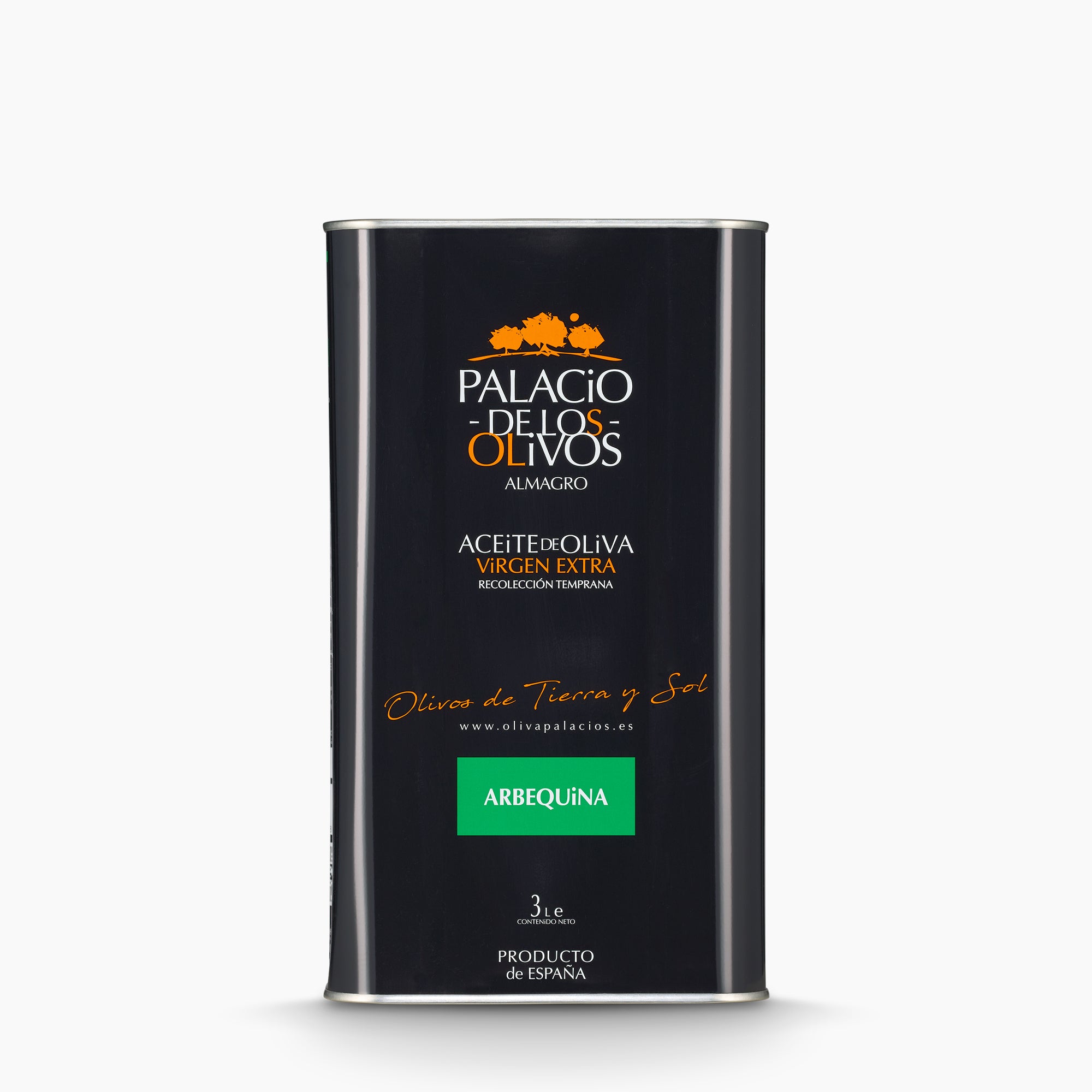 A 3L Tin of Palacio de los Olivos Arbequina extra virgin olive oil.