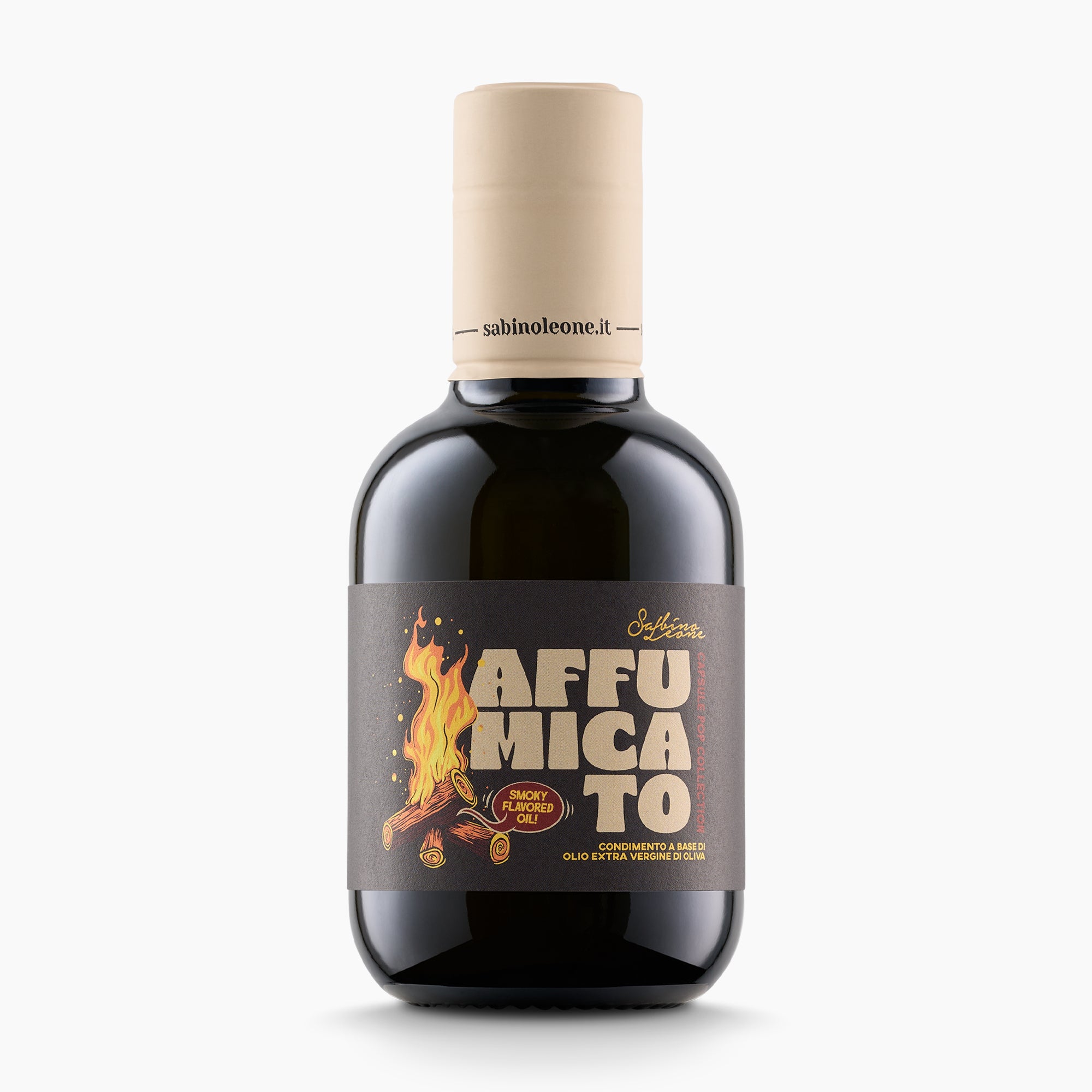 250 ml bottle of Sabino Leone Affumicato flavored extra virgin olive oil.