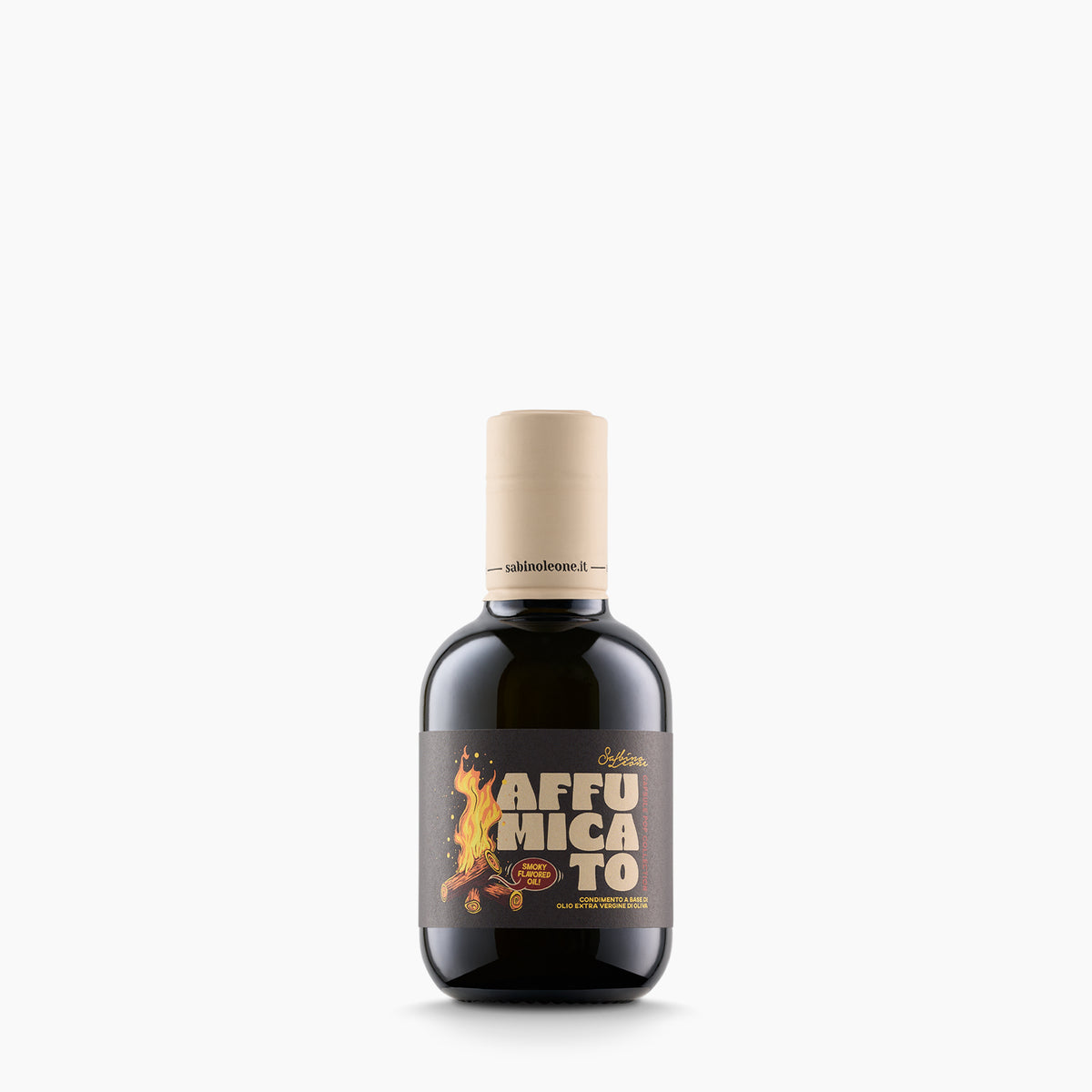 250 ml bottle of Sabino Leone Affumicato flavored extra virgin olive oil.