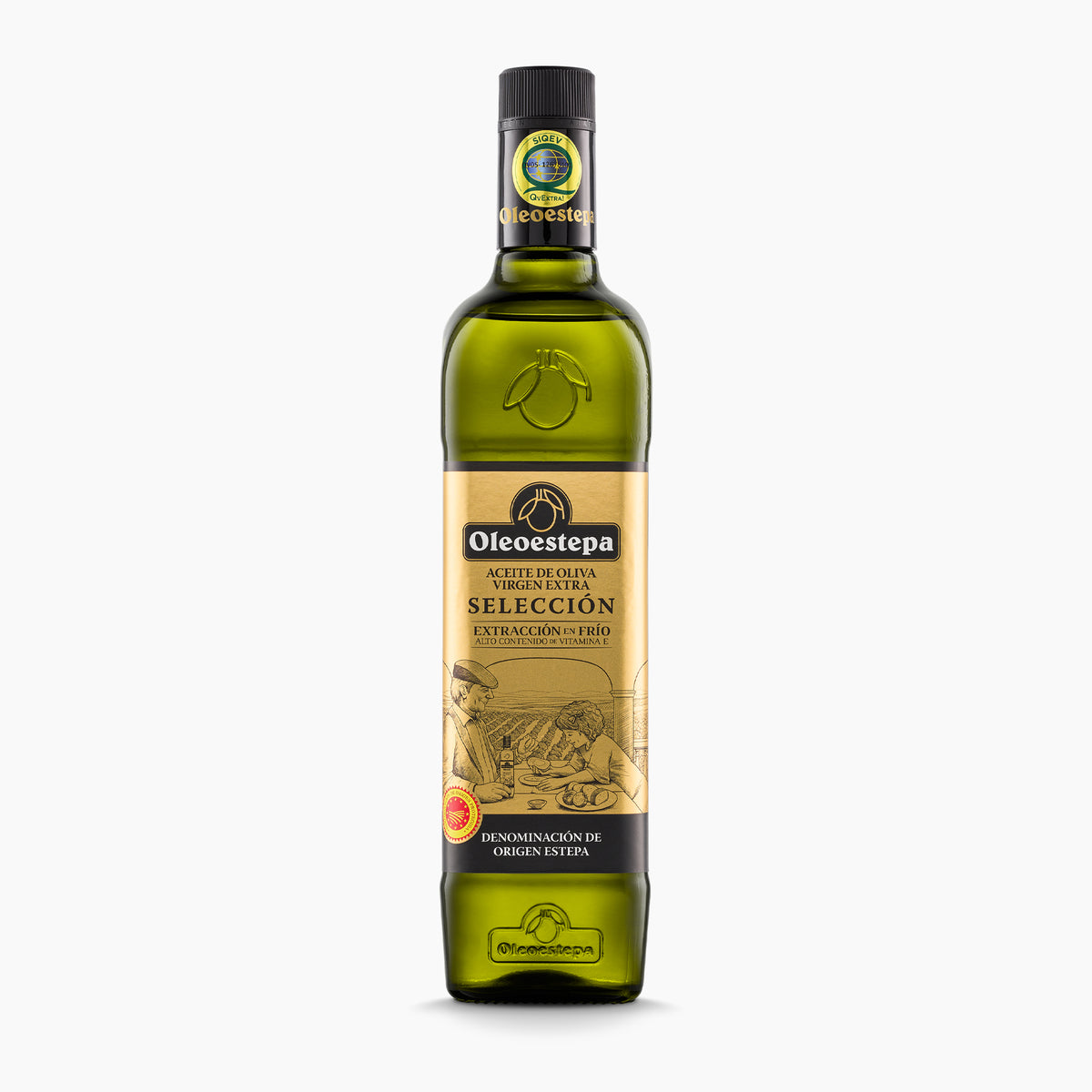 750 ml bottle of Oleoestepa Selección extra virgin olive oil from Andalusia, Spain.