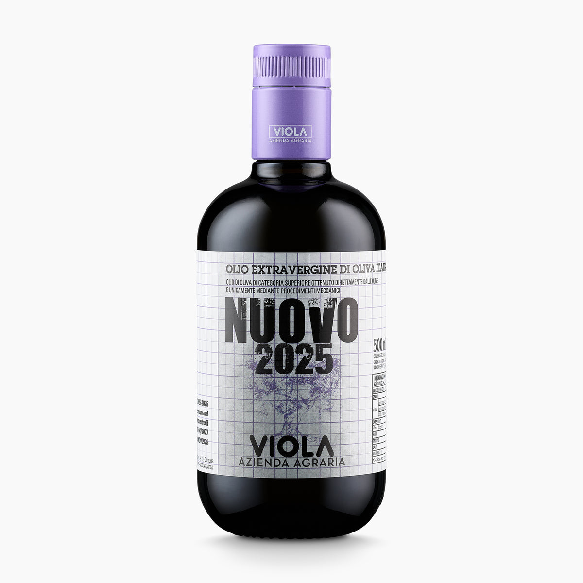 500 ml bottle of Viola Nuovo extra virgin olive oil from Umbria, Italy.