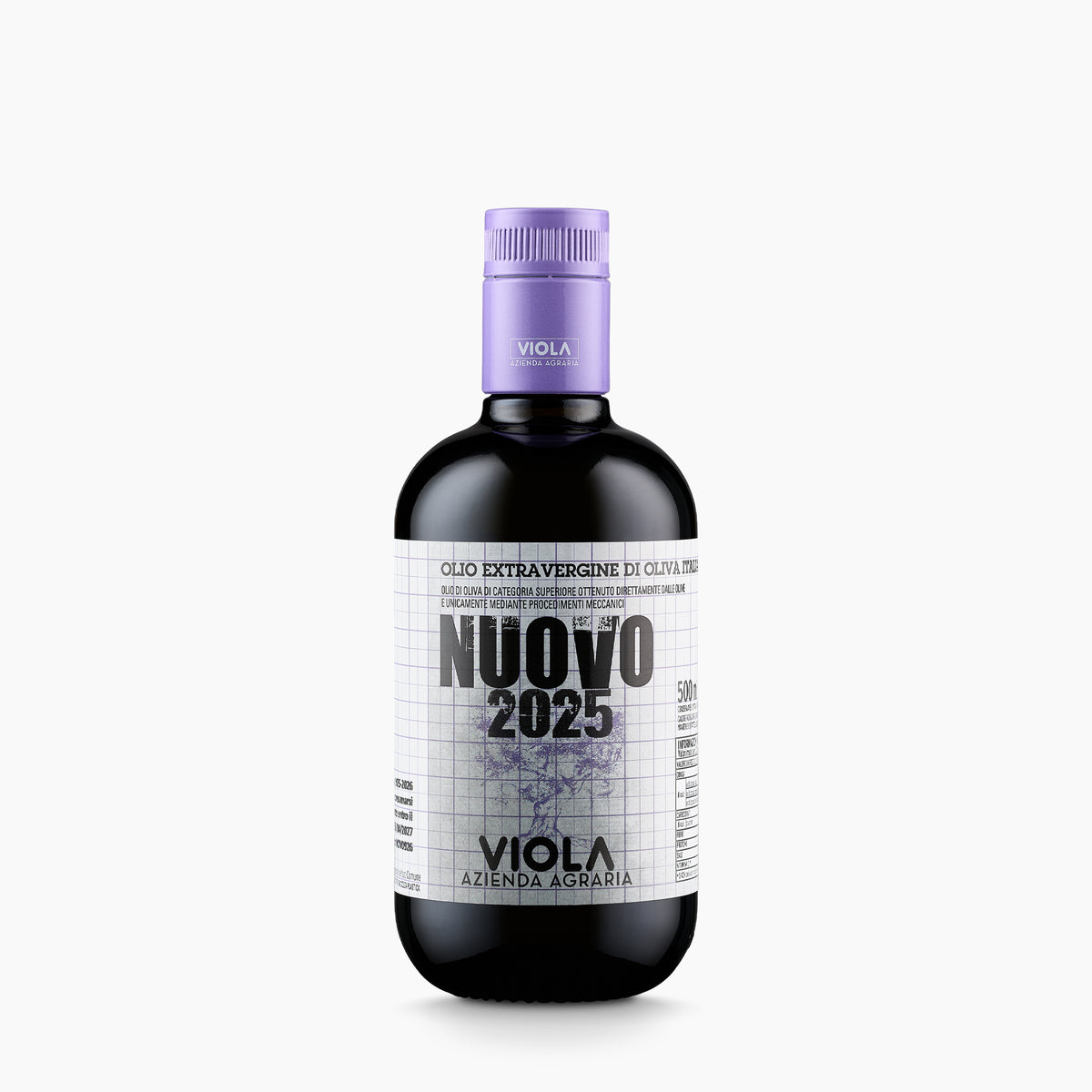 500 ml bottle of Viola Nuovo extra virgin olive oil from Umbria, Italy.