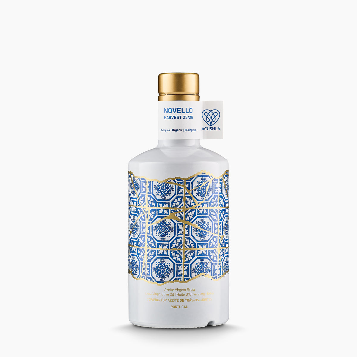 Acushla Organic DOP Trás-os-Montes Novello 500 ml extra virgin olive oil bottle from Portugal.