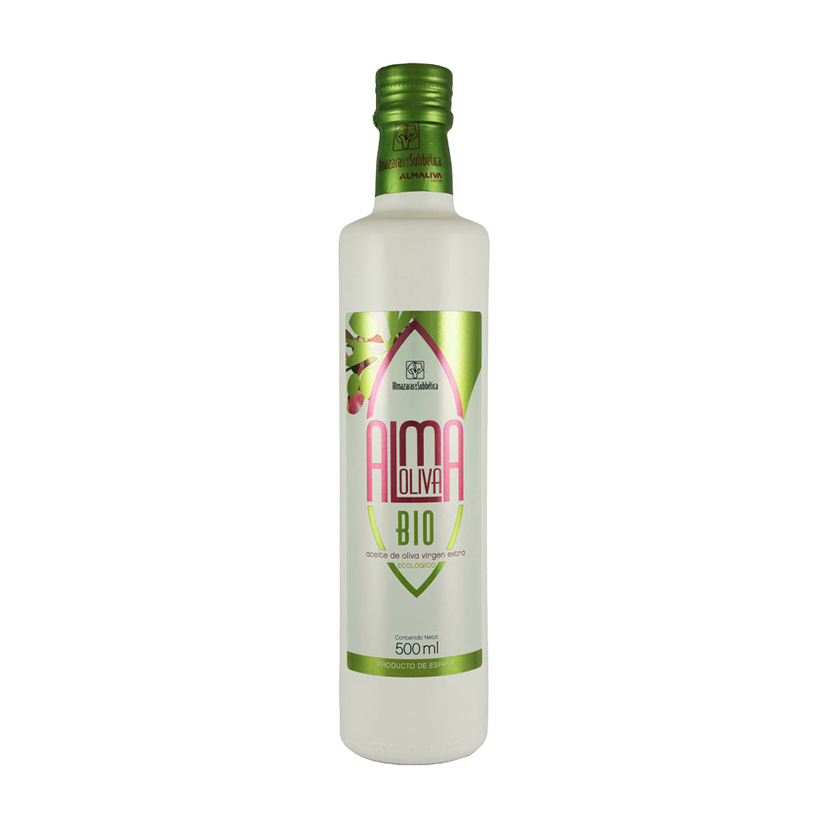 500 ml bottle of Almaoliva Bio extra virgin olive oil from Andalusia, Spain.