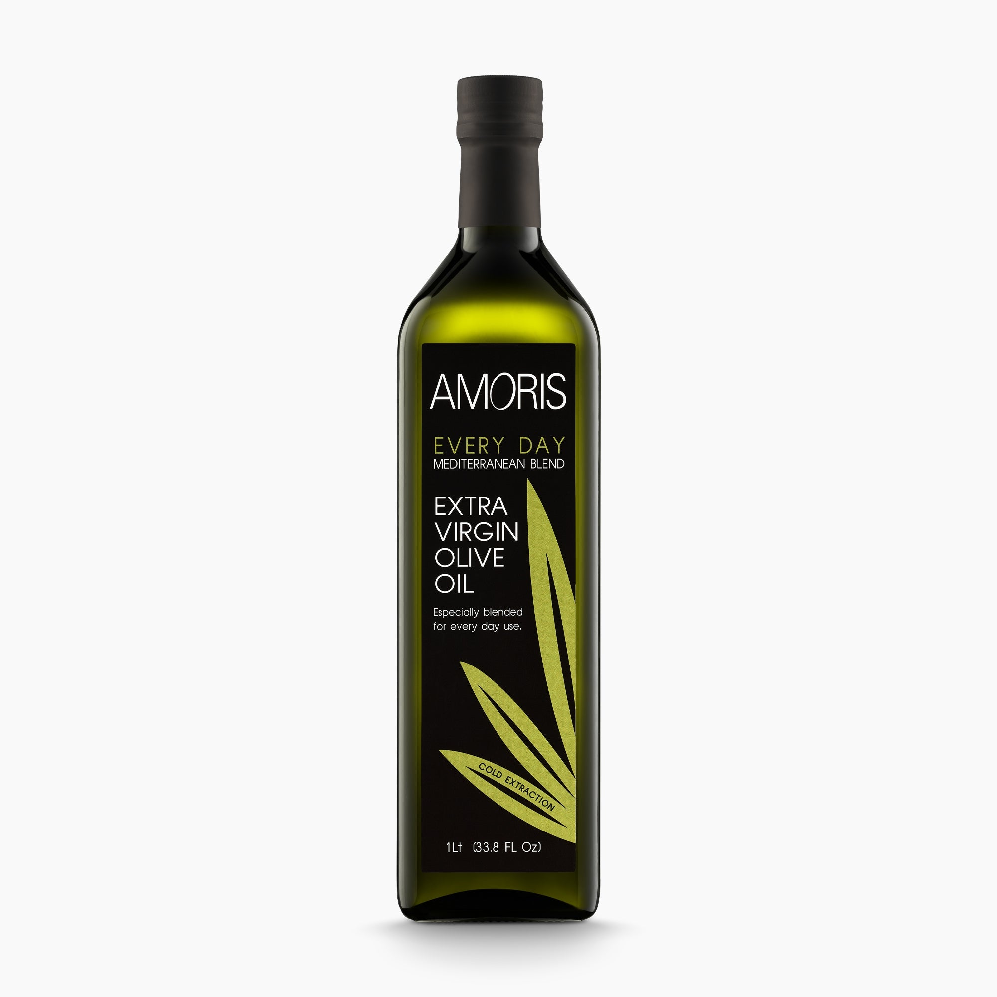 1L bottle of Amoris Every Day Mediterranean Blend extra virgin olive oil.