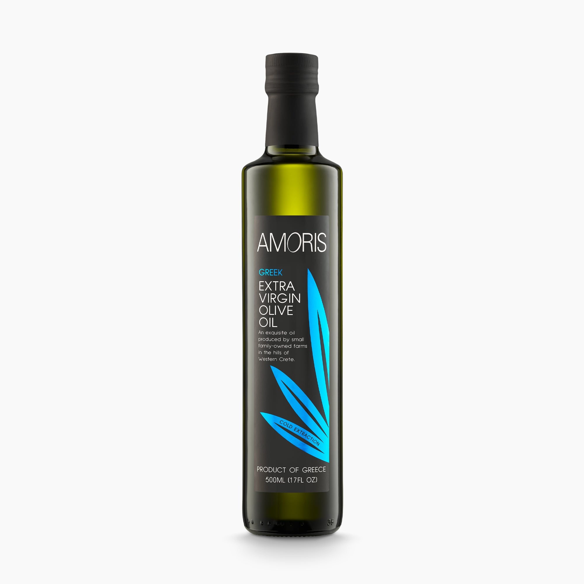 500 ml bottle of Amoris Greek extra virgin olive oil from Crete, Greece.